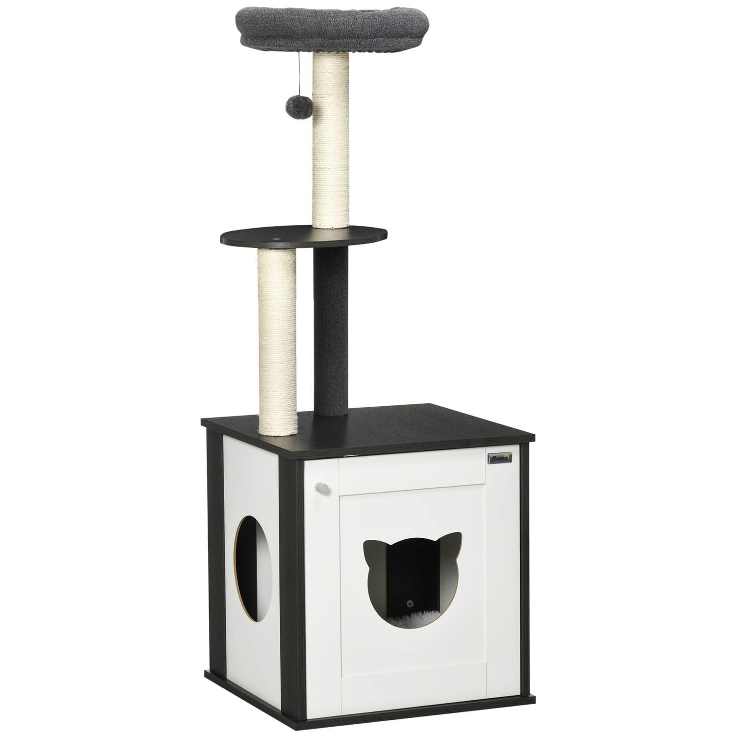Kattetræ med klatrepost og sisal, mørkegrå/hvid