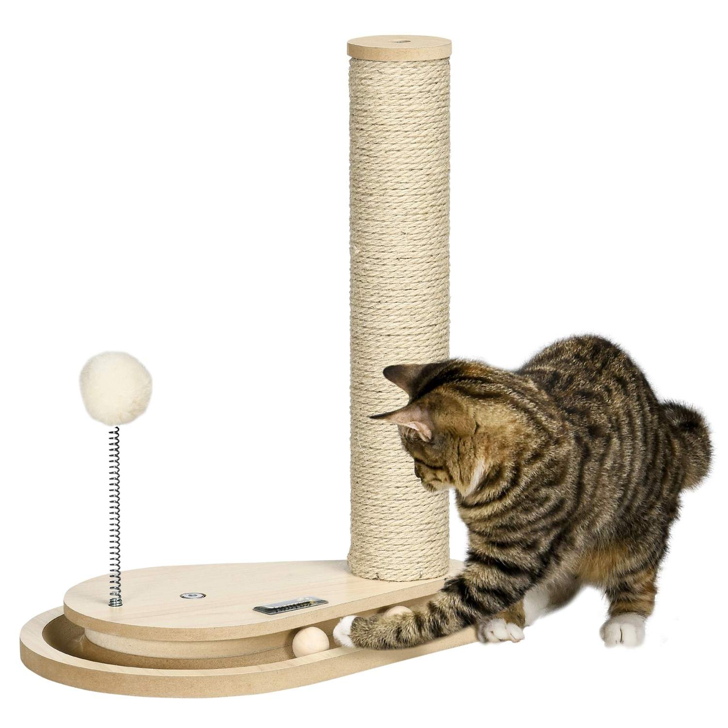 Katteklostolpe 40 cm med trækugle & pladespiller
