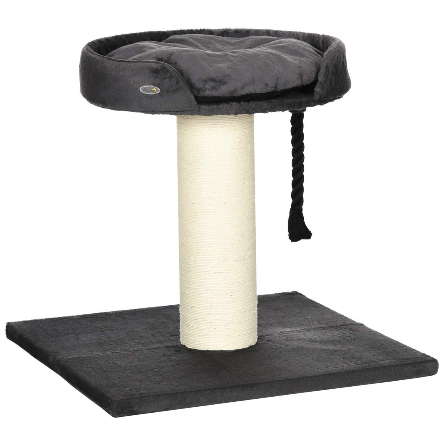 Kattekradsestolpe med Bed og Sisal, 78 cm Grå