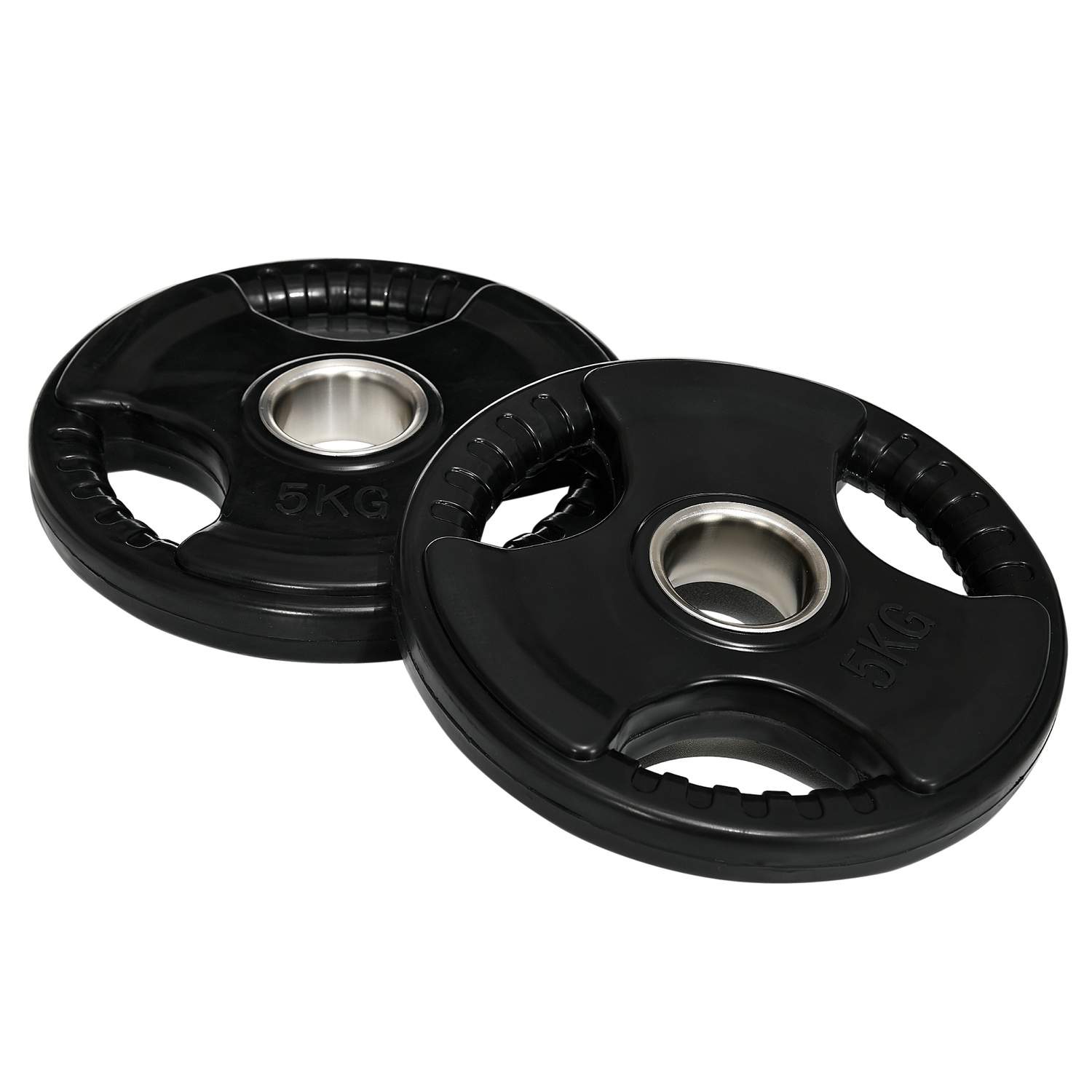 Gummibelagte vægtskiver 2x5kg Tri-Grip styrketræning