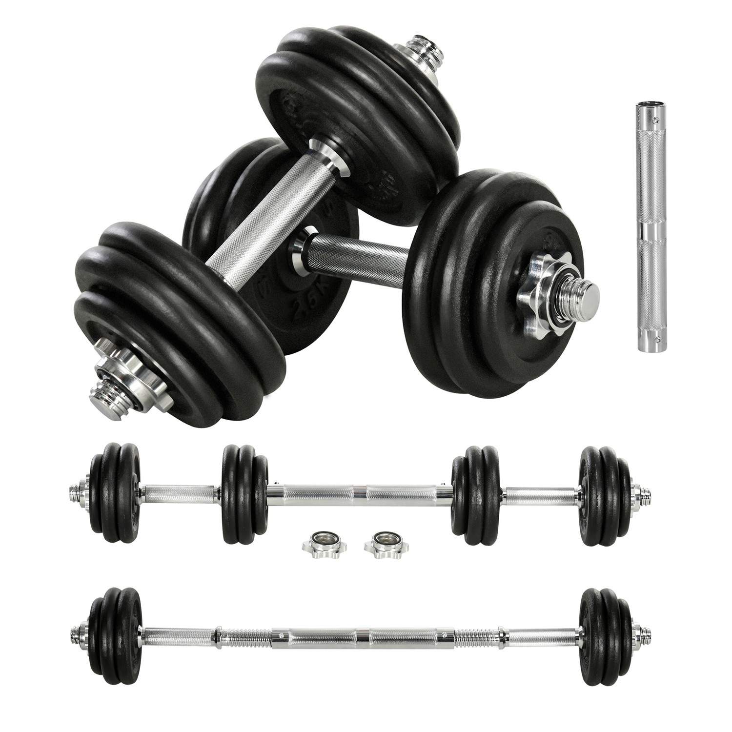 Justerbart 30 kg håndvægtsæt med 12 vægtskiver