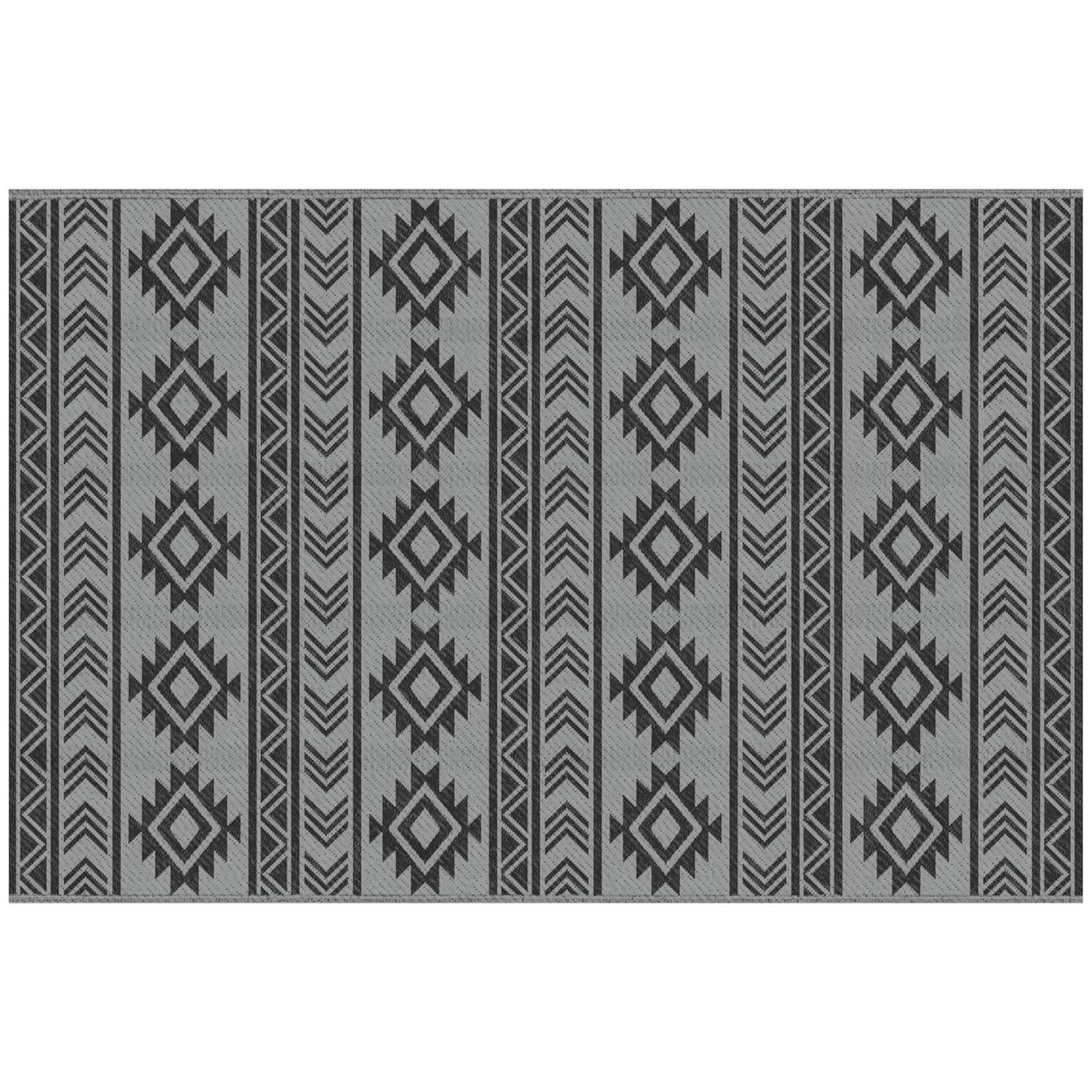 Vandtæt Udendørs Tæppe Balkon Sort/Grå 182x274Cm