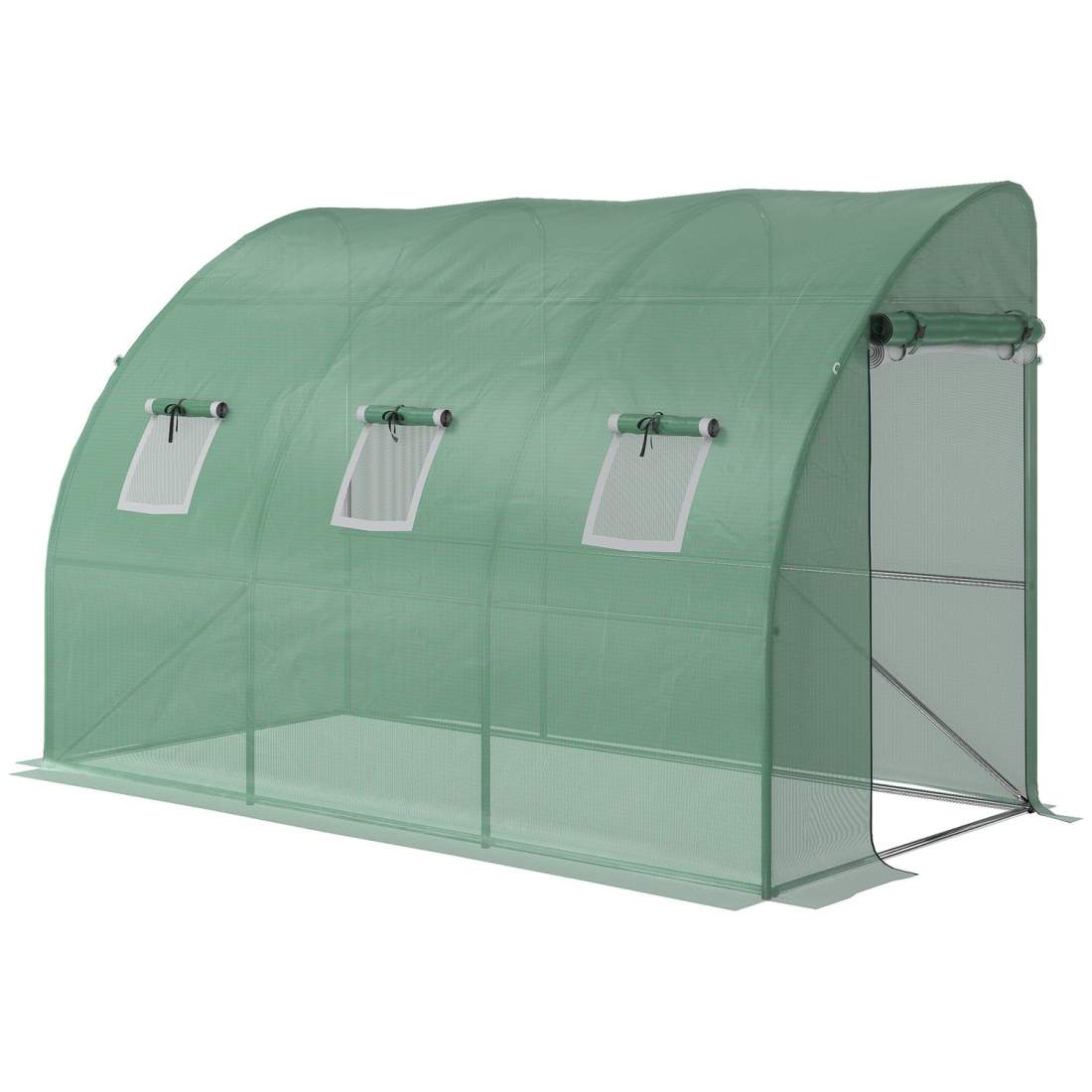 Grönt Filmväxthus med Nätfönster och Rulldörrar | Hem & Hobby - Hem & Hushåll - Trädgårdsartiklar - Växthus | Pryloteket