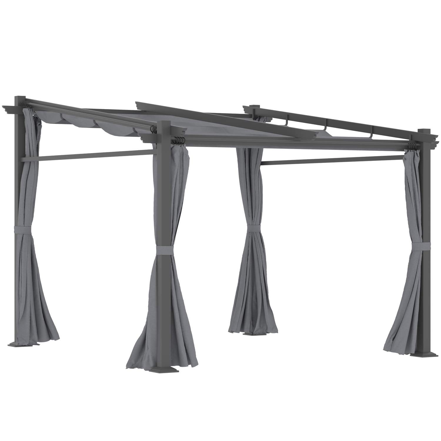Vandafvisende pergola med solskærm, mørkegrå