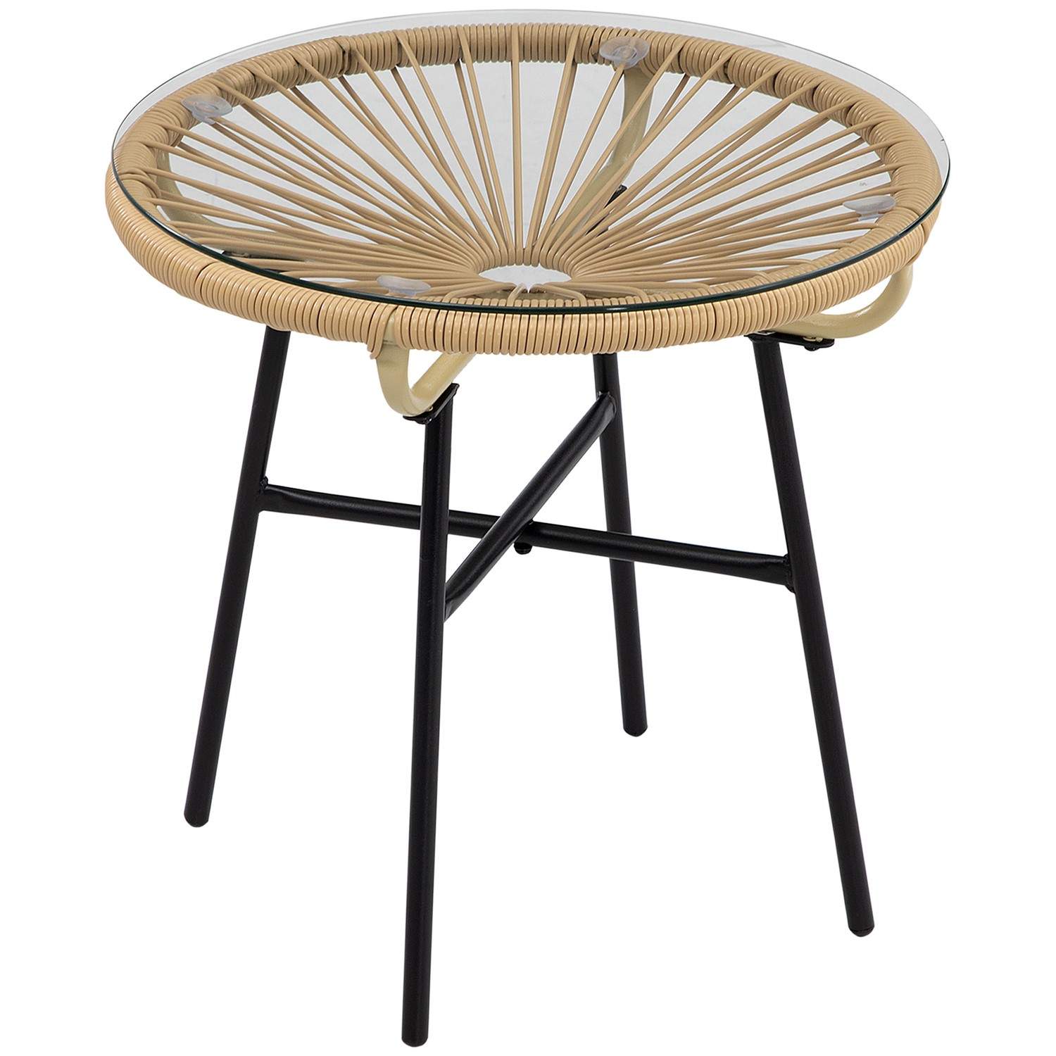 Rundt bistrobord til terrasse, sort+beige