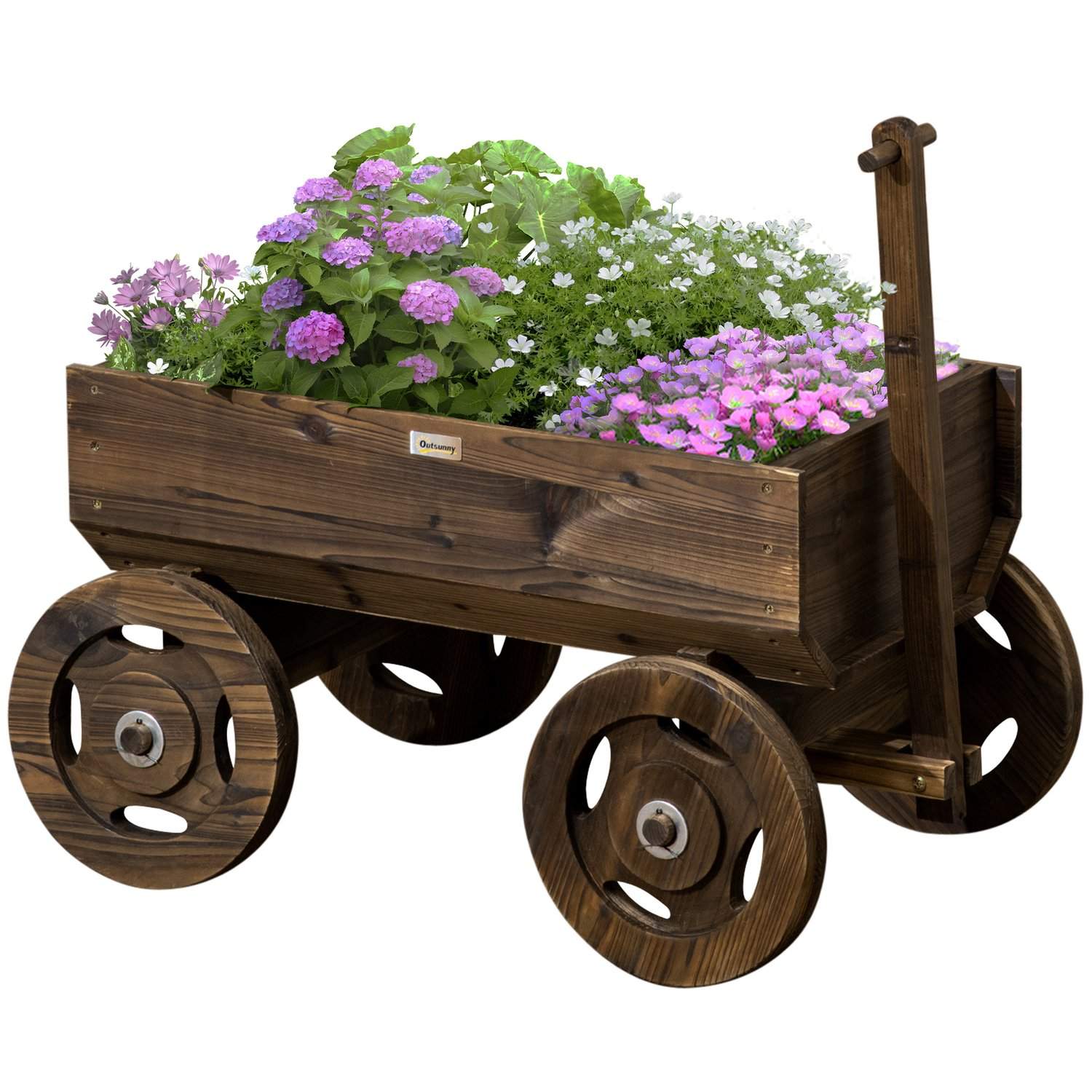 Karboniseret trævogn Blomsterkasse 120x53x55cm 50kg