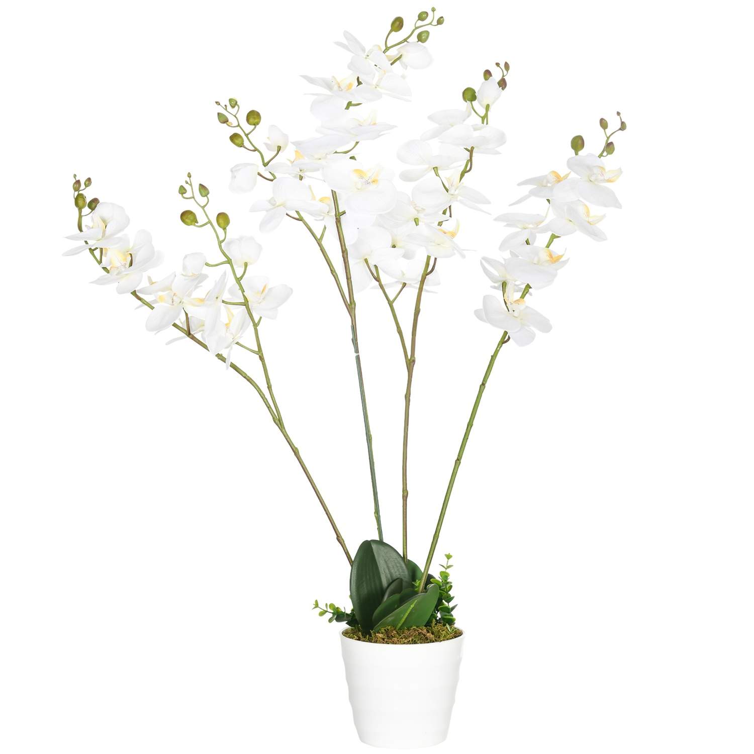 Hvid kunstig orkidé i potte 75 cm