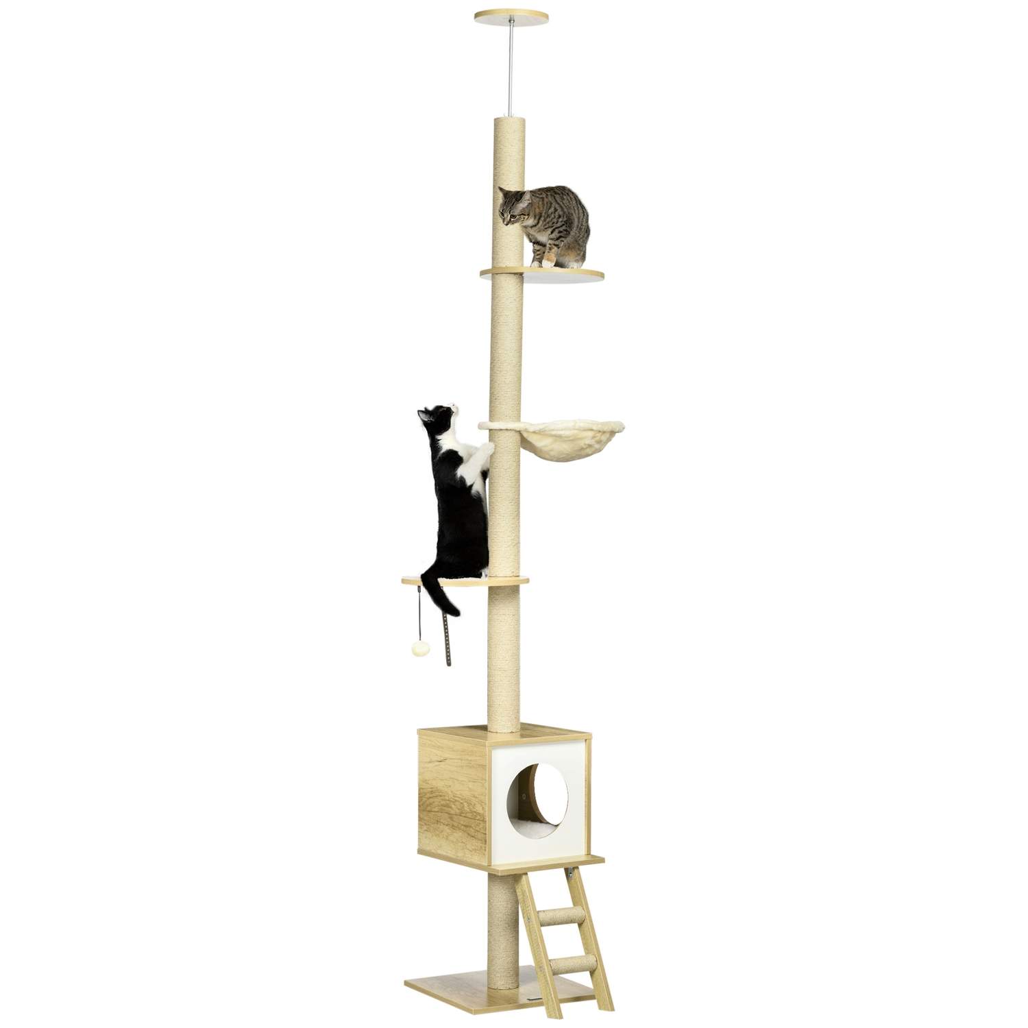 Kradsestolpeloft 240-260cm med kattehus & hængekøje