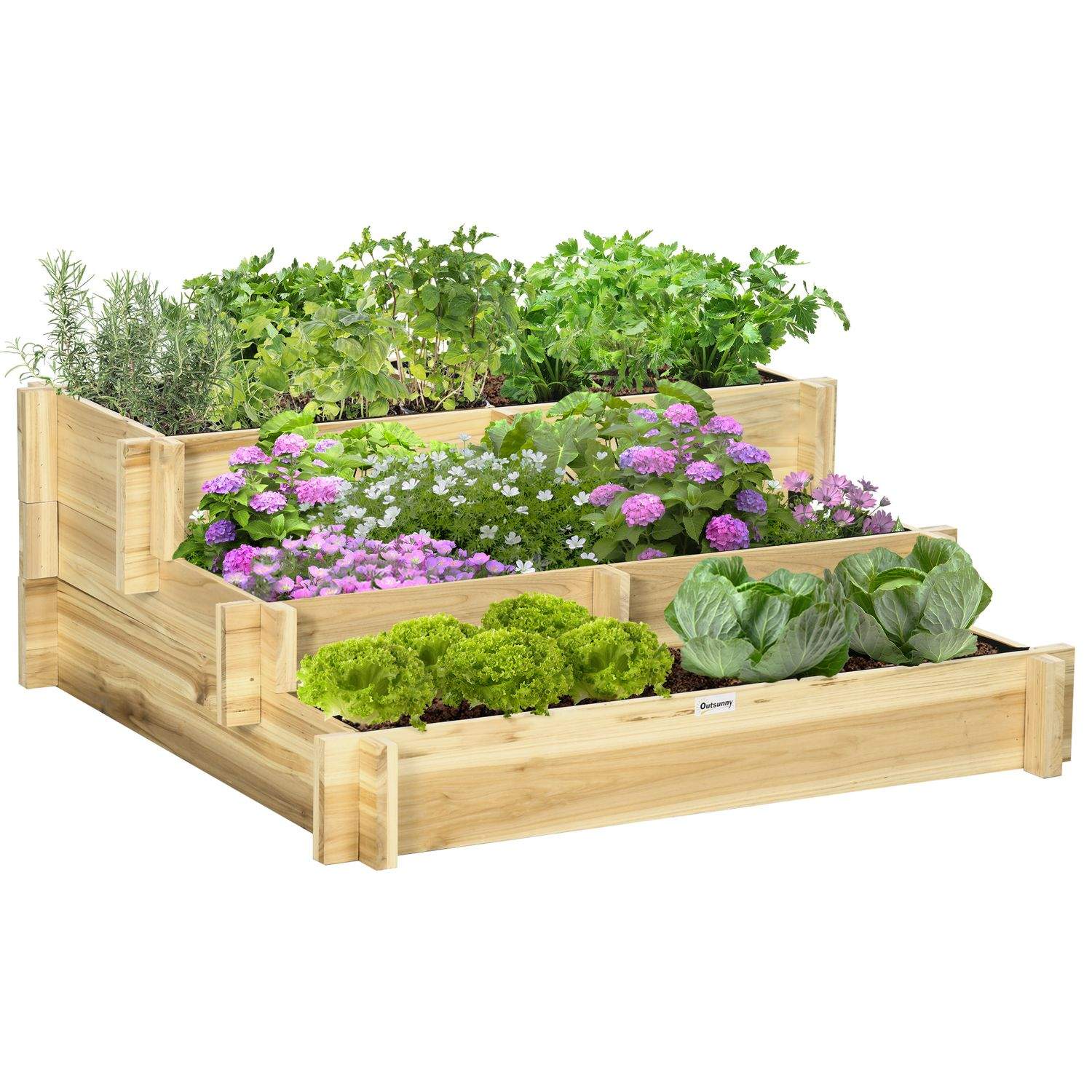 3-lags blomsterkasse i træ til altan