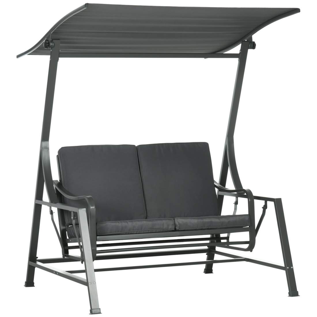 Mörkgrå 2-sits trädgårdsgunga med solskydd | Hem & Hobby | Pryloteket