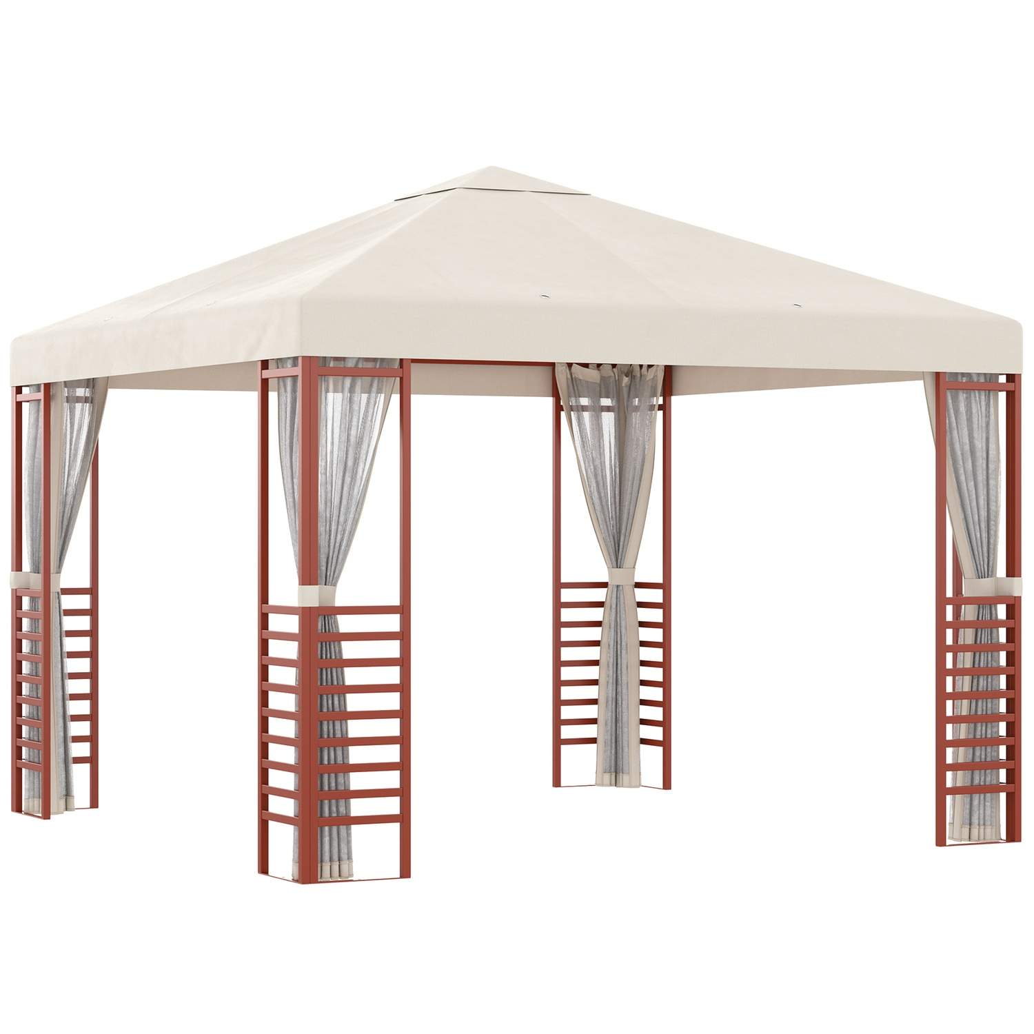 Festtelt 3x3m til 15 personer med fluenet, Beige