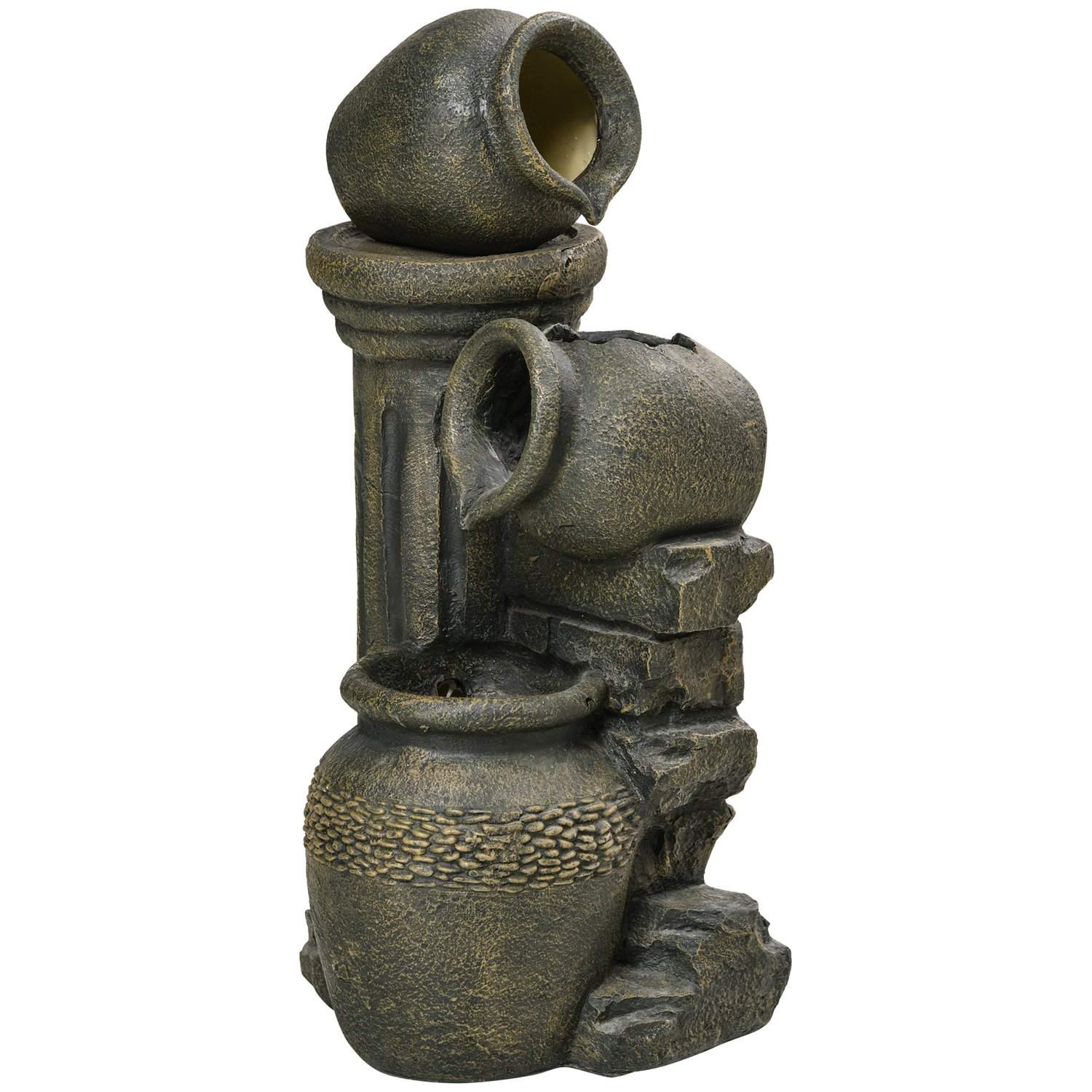 Havefontæne med justerbart flow i harpiks