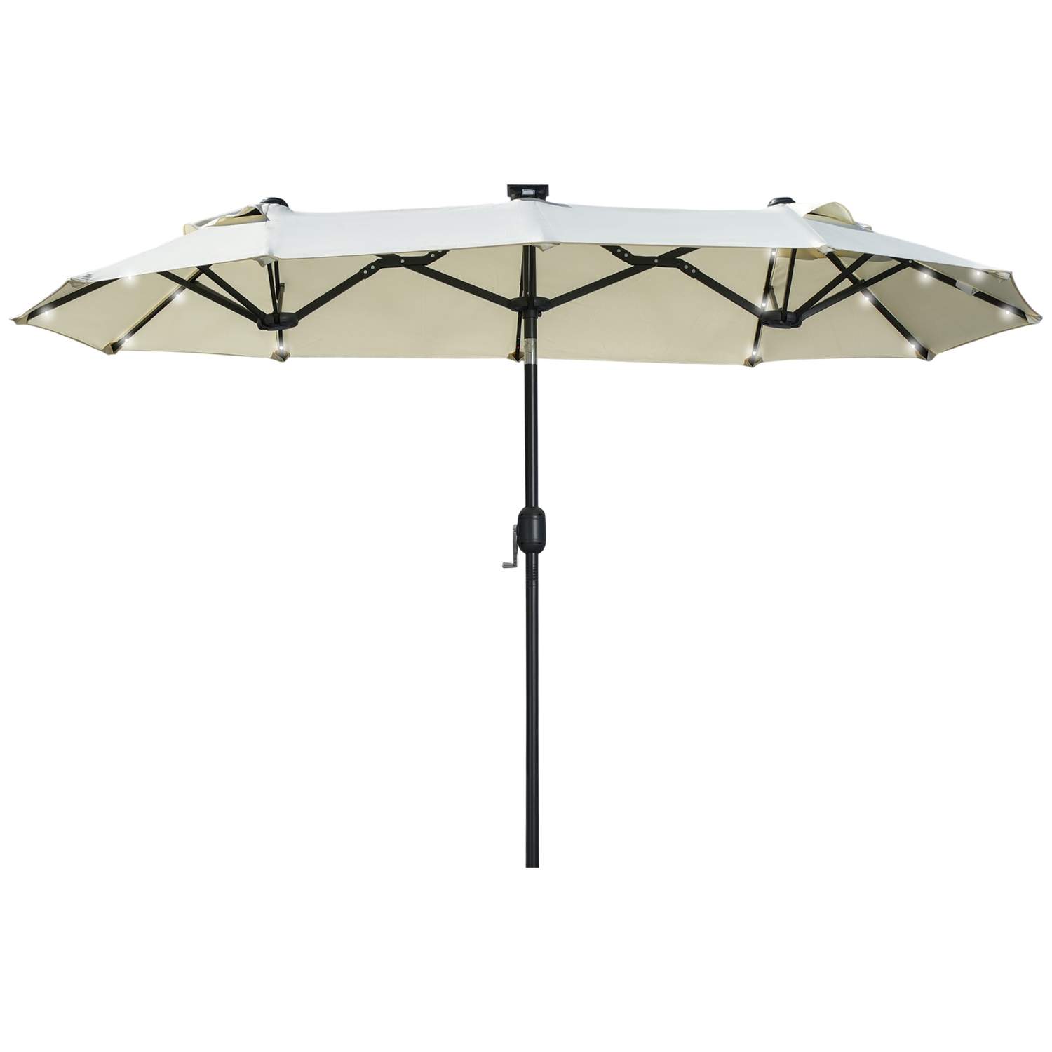 Beige Dobbelt parasol 295x219 cm med LED & Justerbar Tilt