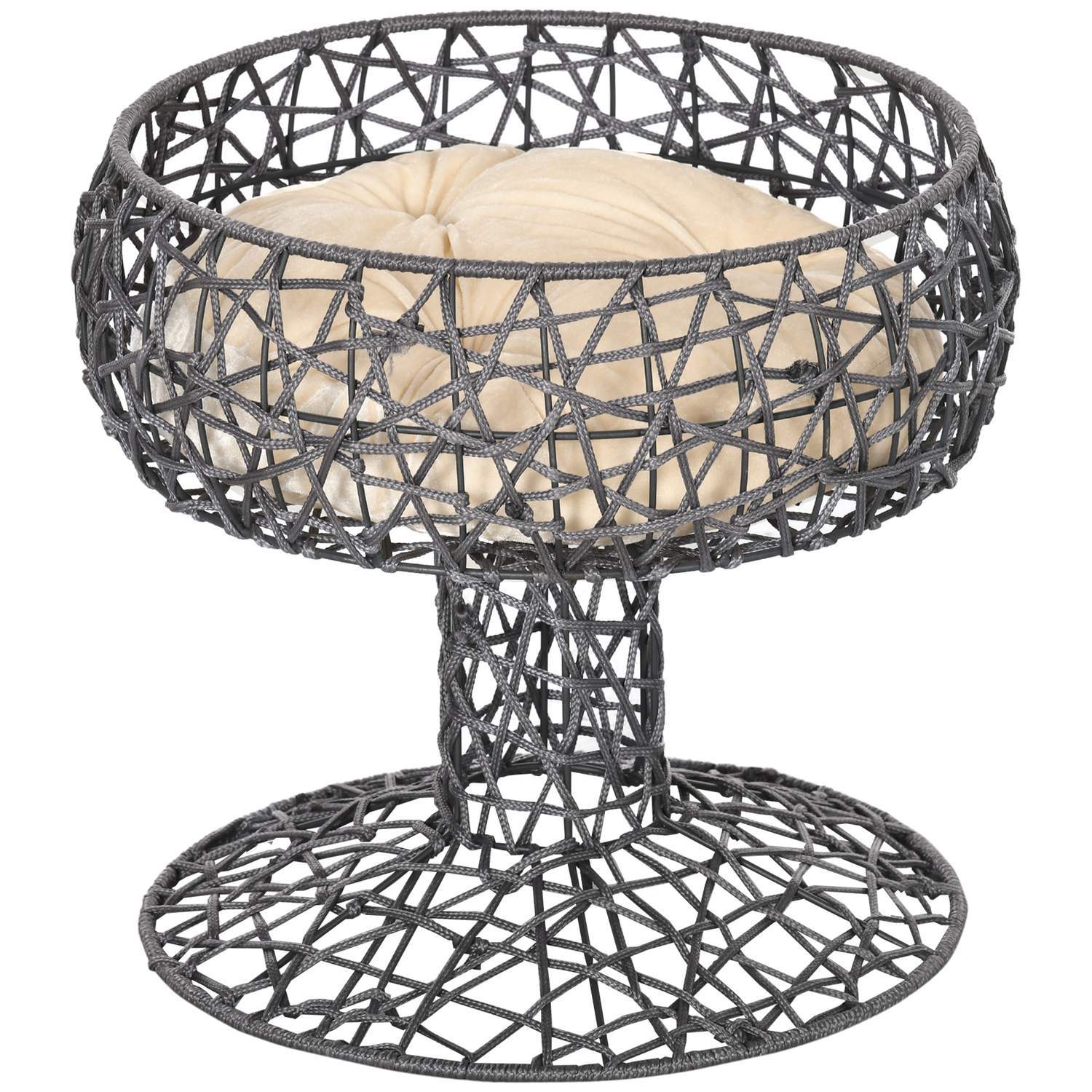 Forhøjet katteseng vinglas formet med pude lilla