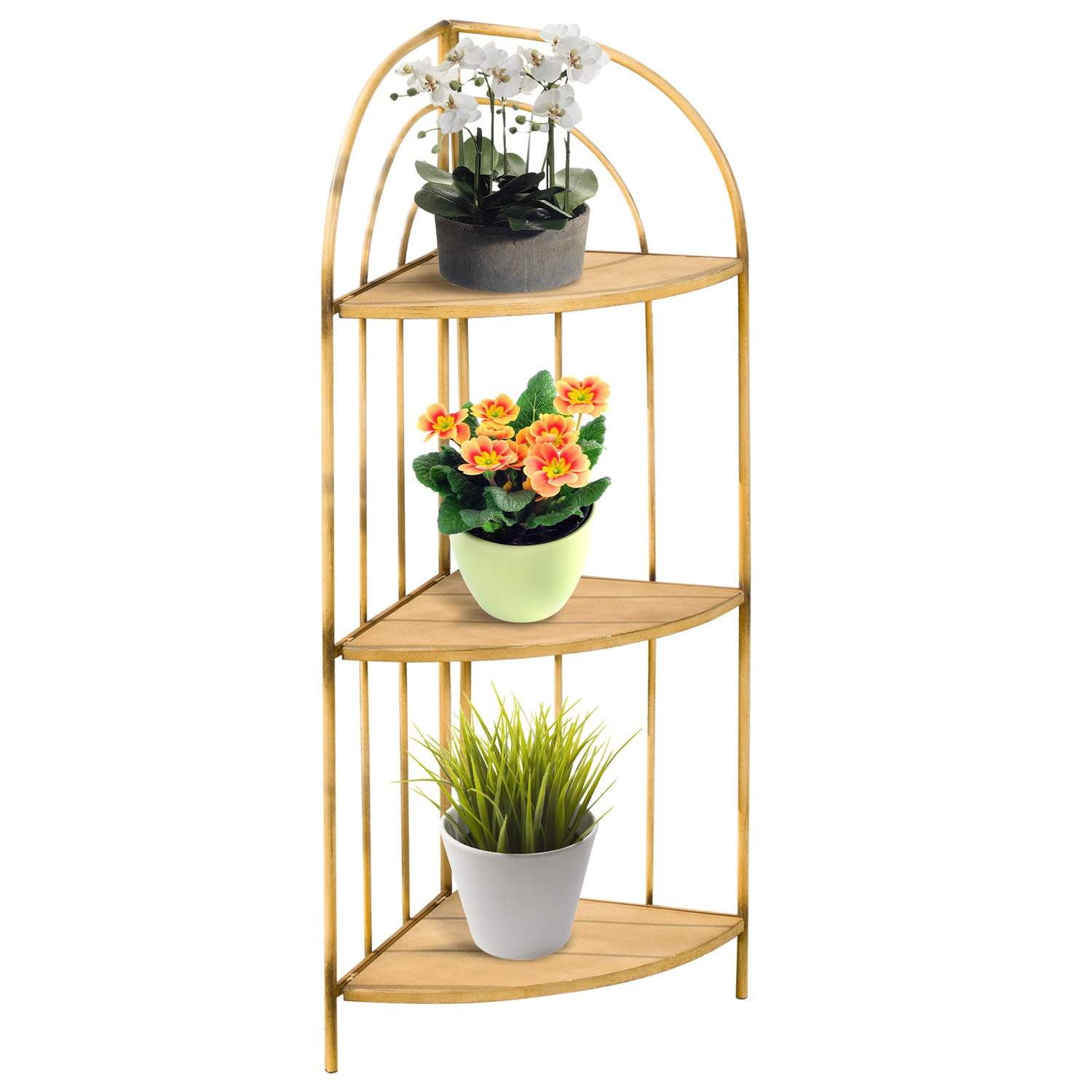 Sammenklappelig metal blomsterhylde, brun