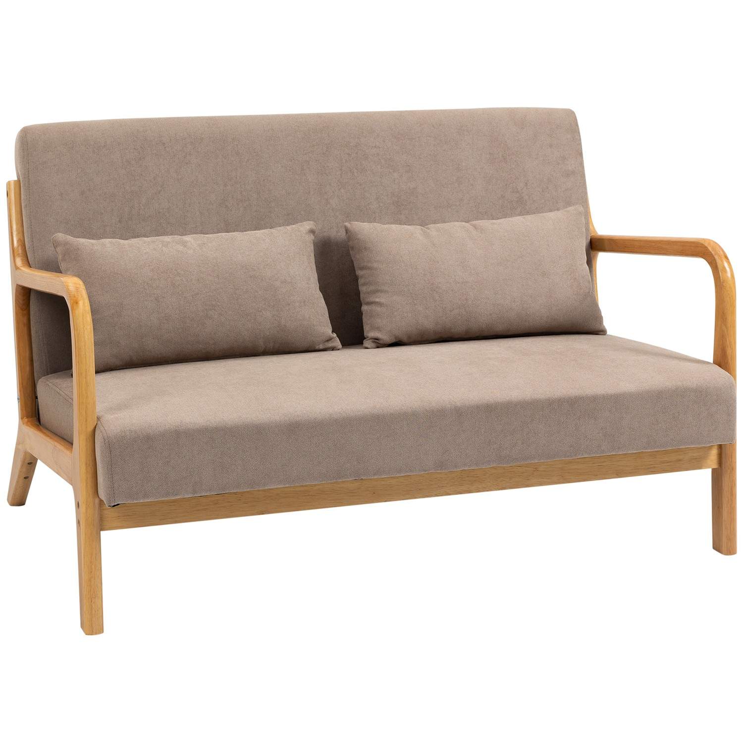 Lysegrå 2-personers sofa i fløjl med hynder