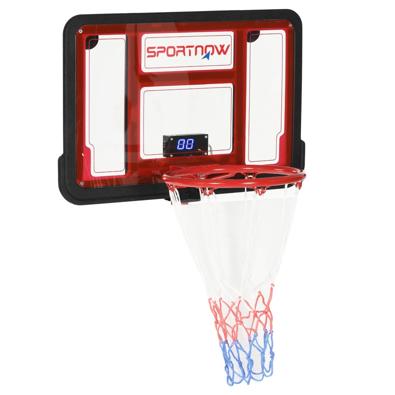 Elektronisk basketball-bagplade med kurv og boldsæt