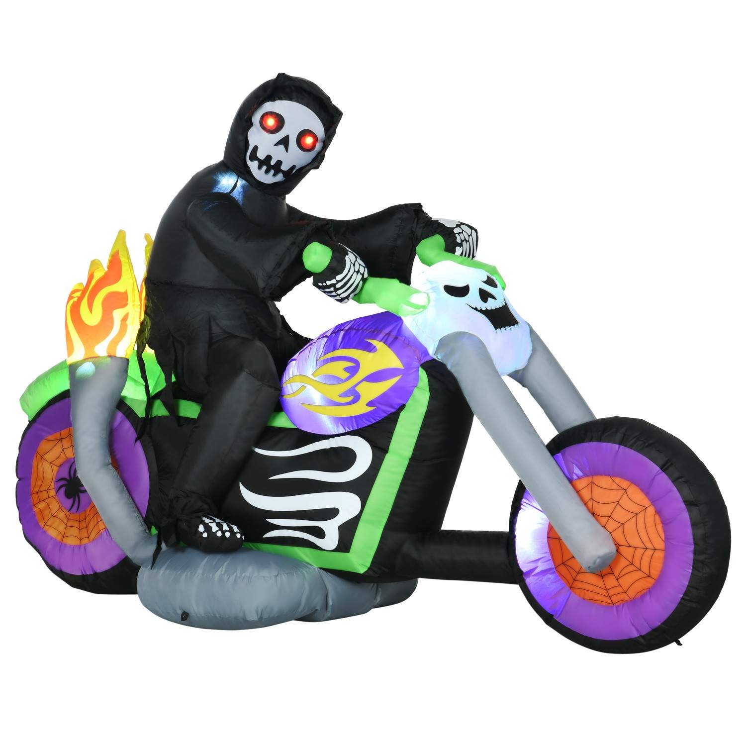 Selvoppustelige Halloween Motorcykel Ghost med LED