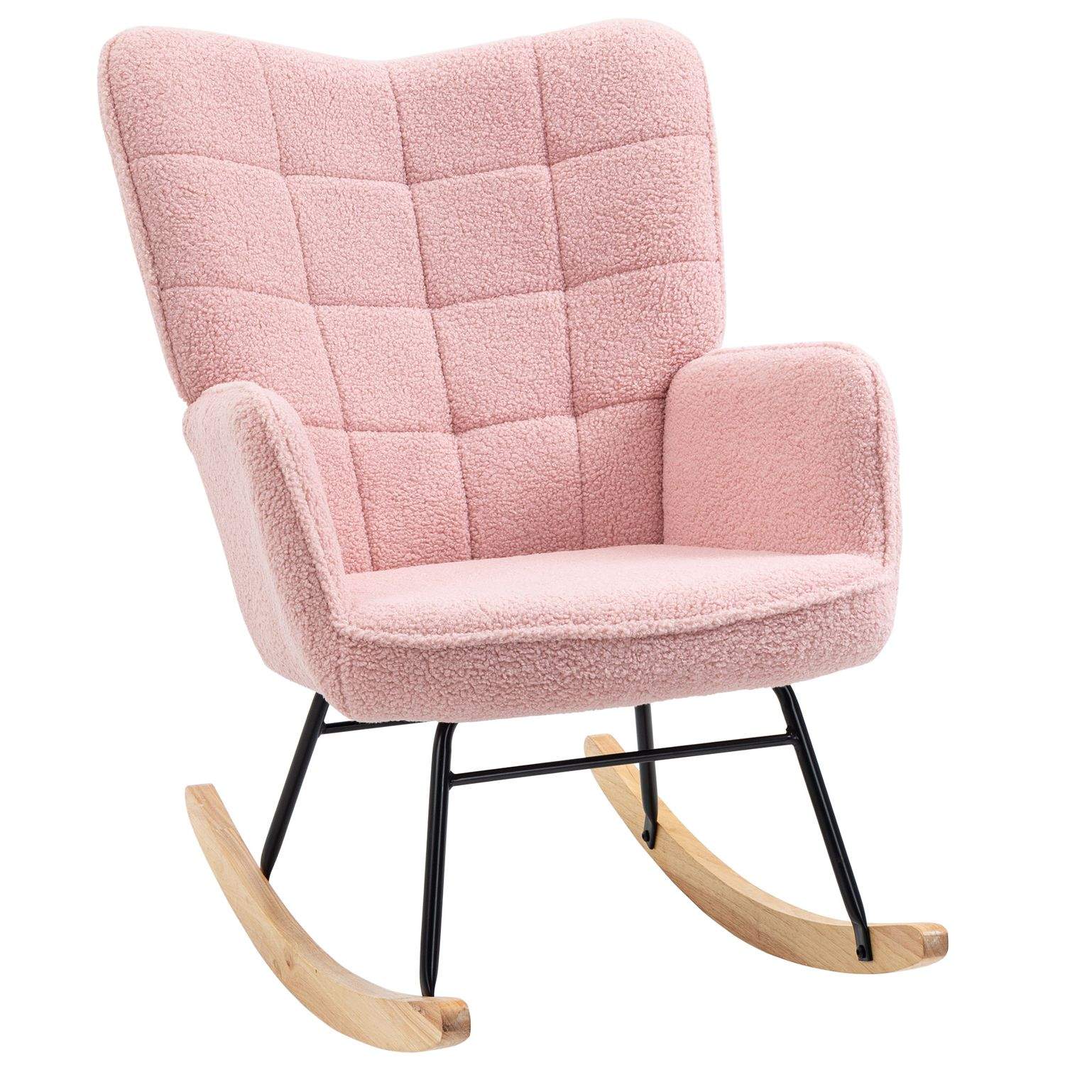 Pink gyngestol i imiteret lammeskind, max 120 kg