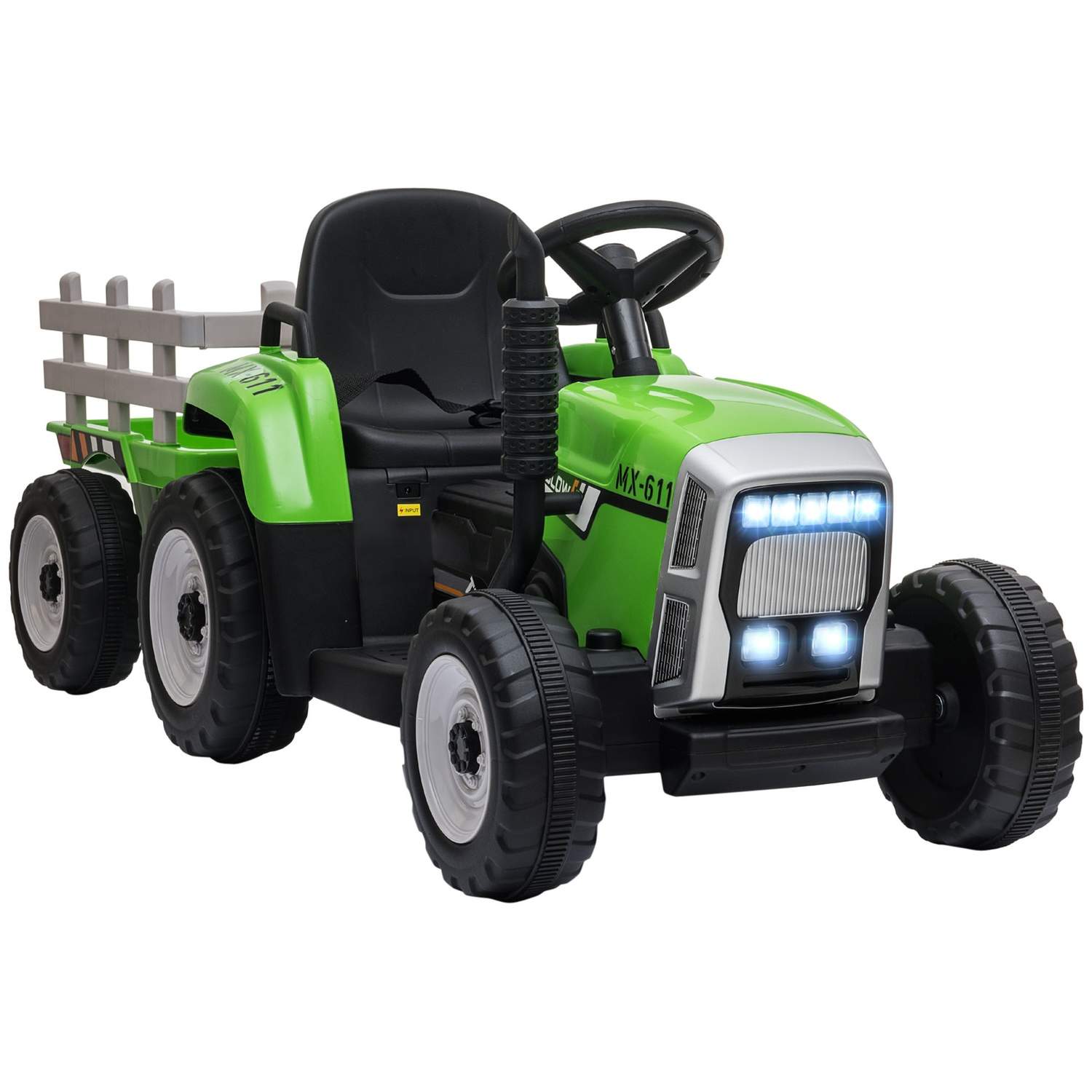 El-traktor til børn med trailer og MP3