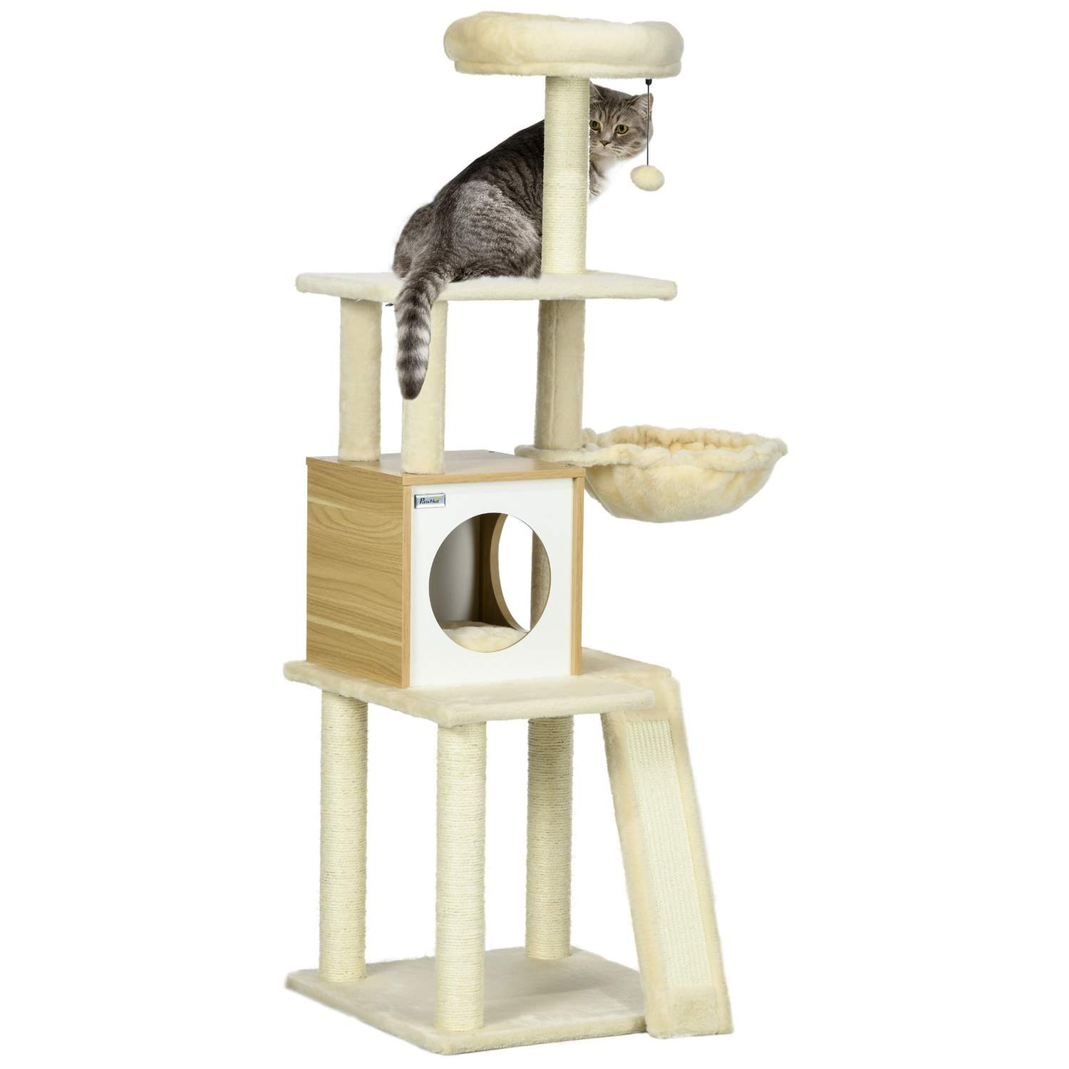 Kradsestolpe med Cat Cave og Hanging Bed