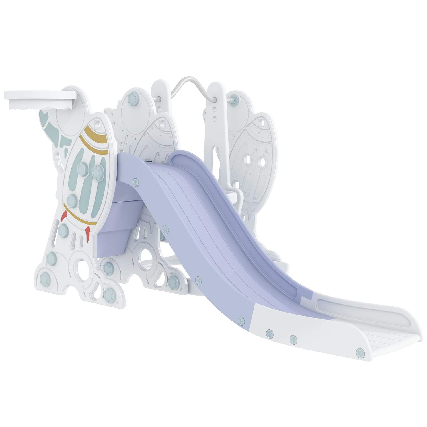 Børnerutsjebane 3-i-1 med gynge og basketballkurv