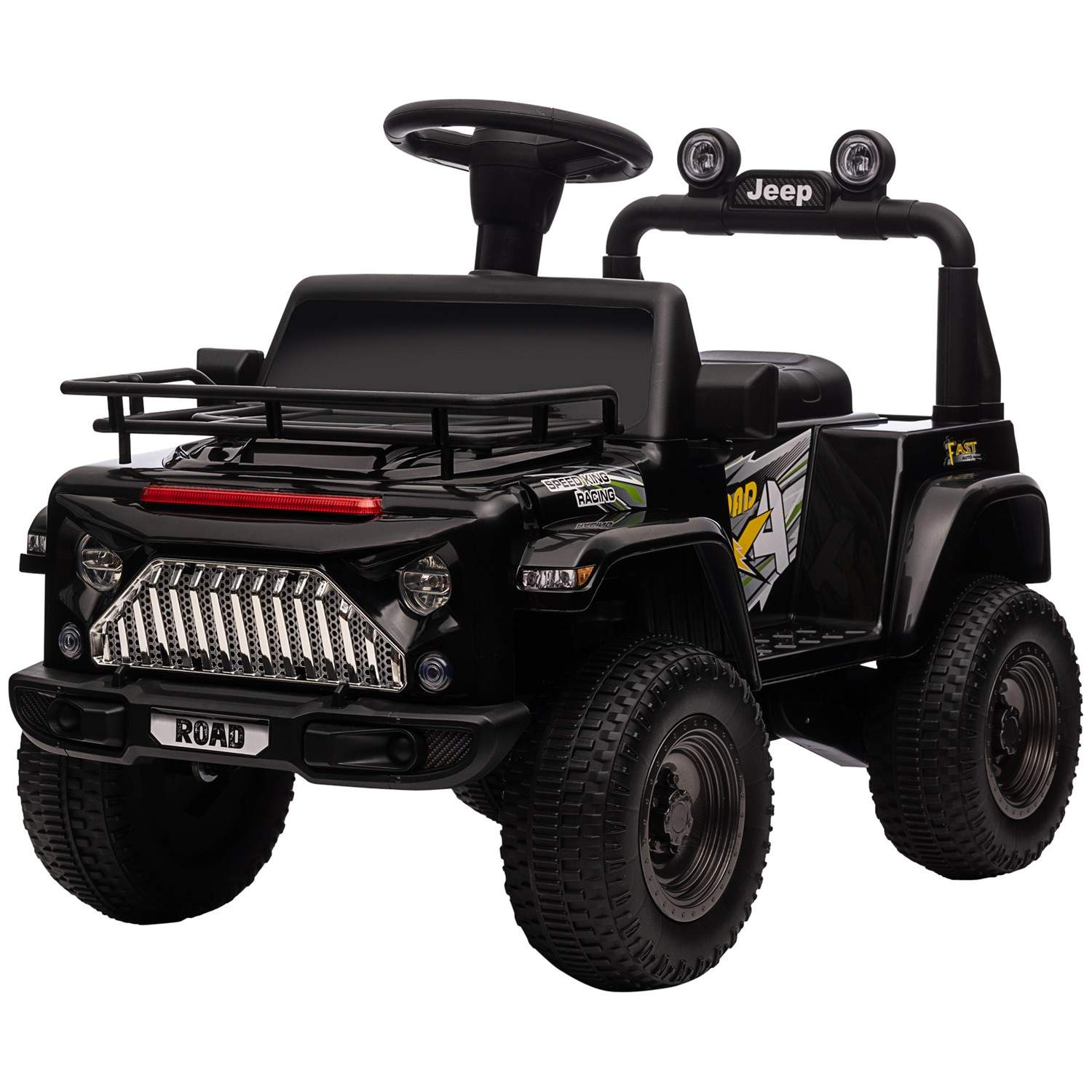 Elektrisk terrængående børnebil Sort 3-5 år med Musik & Lys