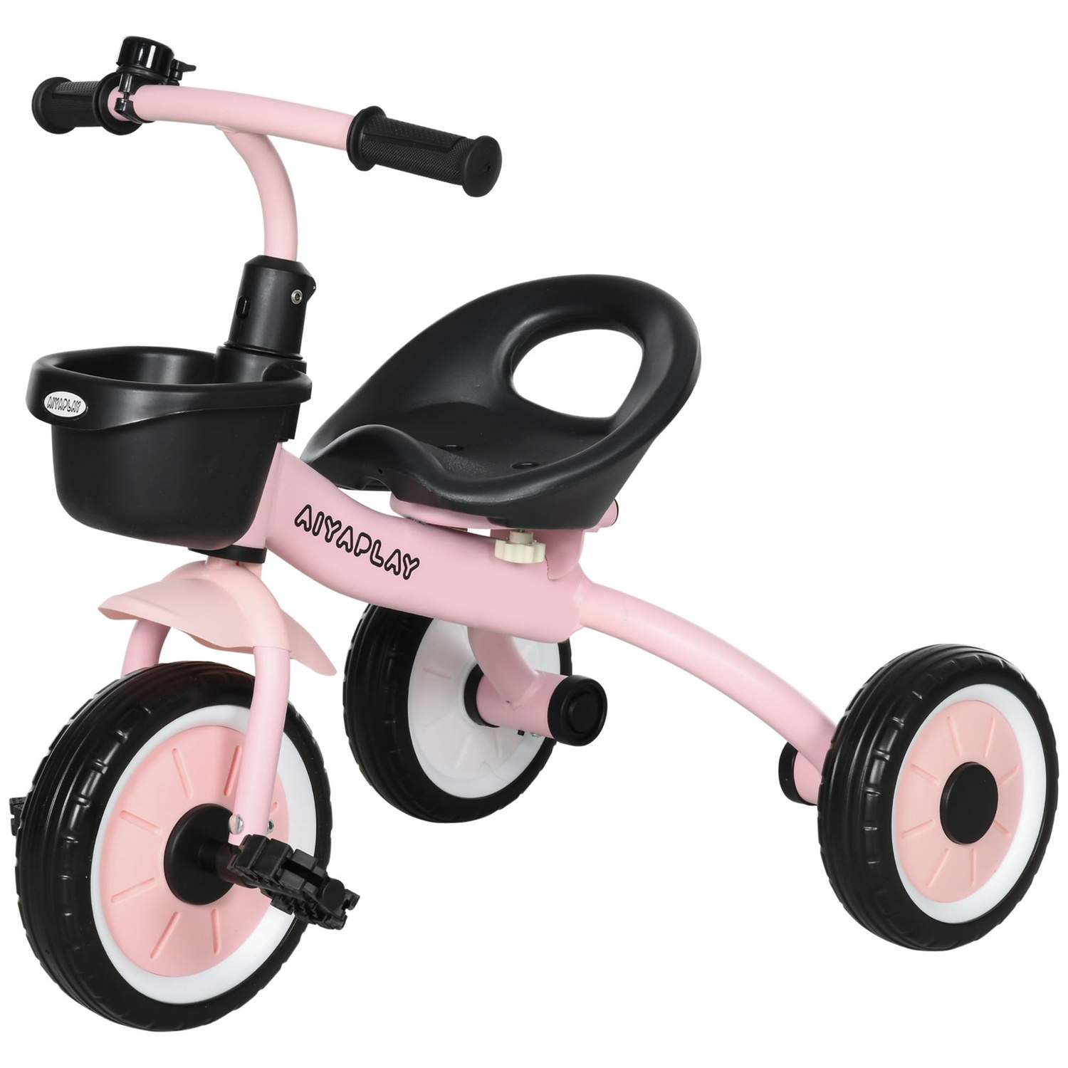 Pink trehjulet cykel til børn 2-5 år med cykelkurv