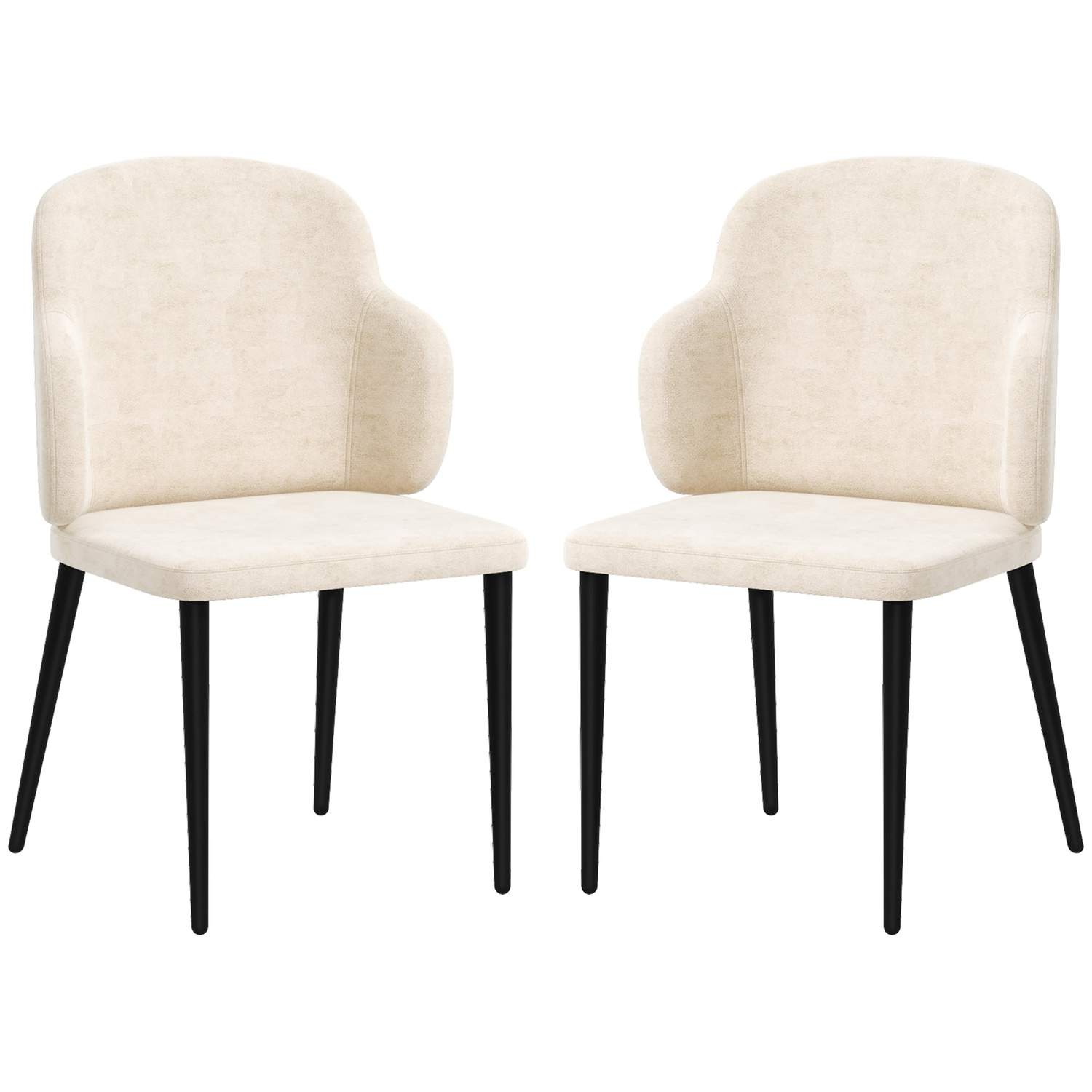 Spisestuestole i beige fløjlslook med ryglæn