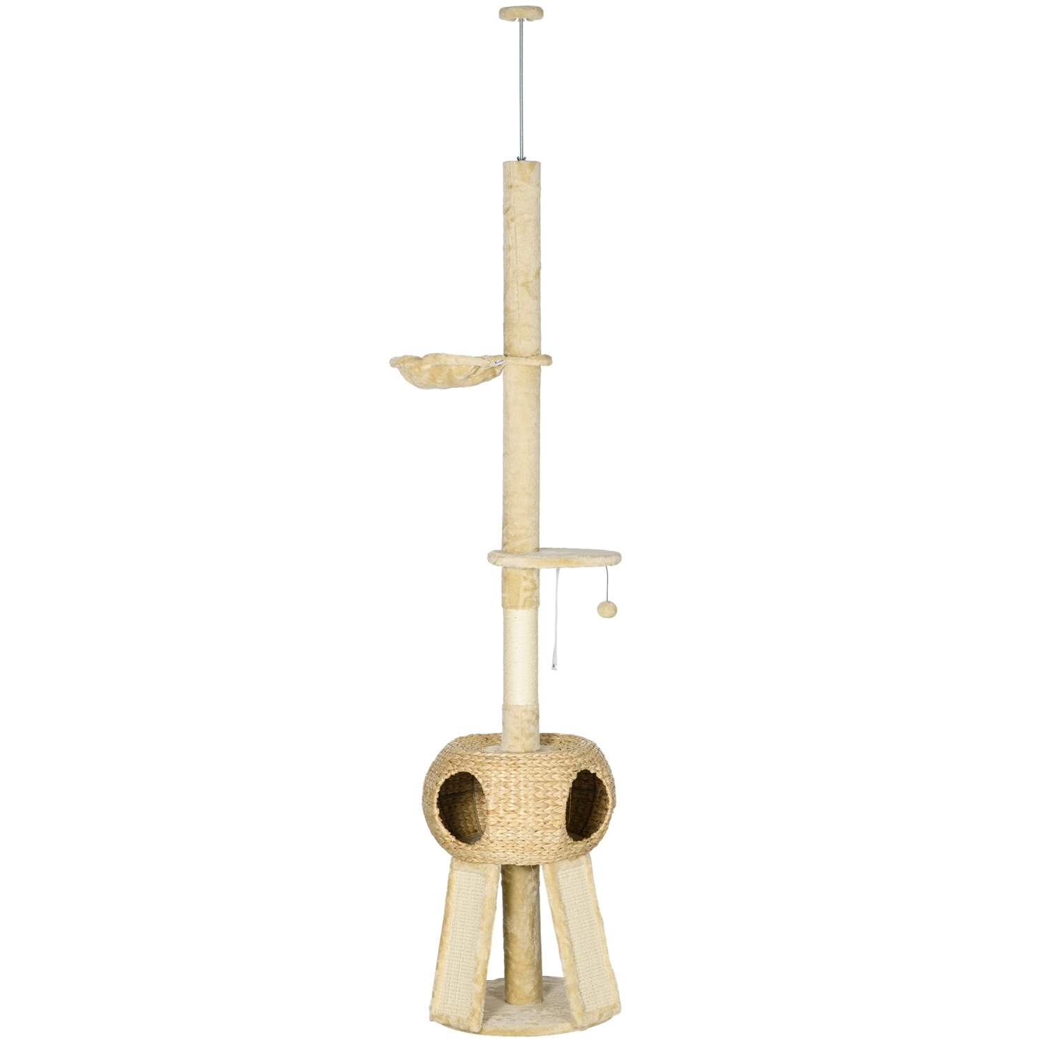 Kradsestolpe Loft 225-255 cm med Cat Cave & Hængekøje