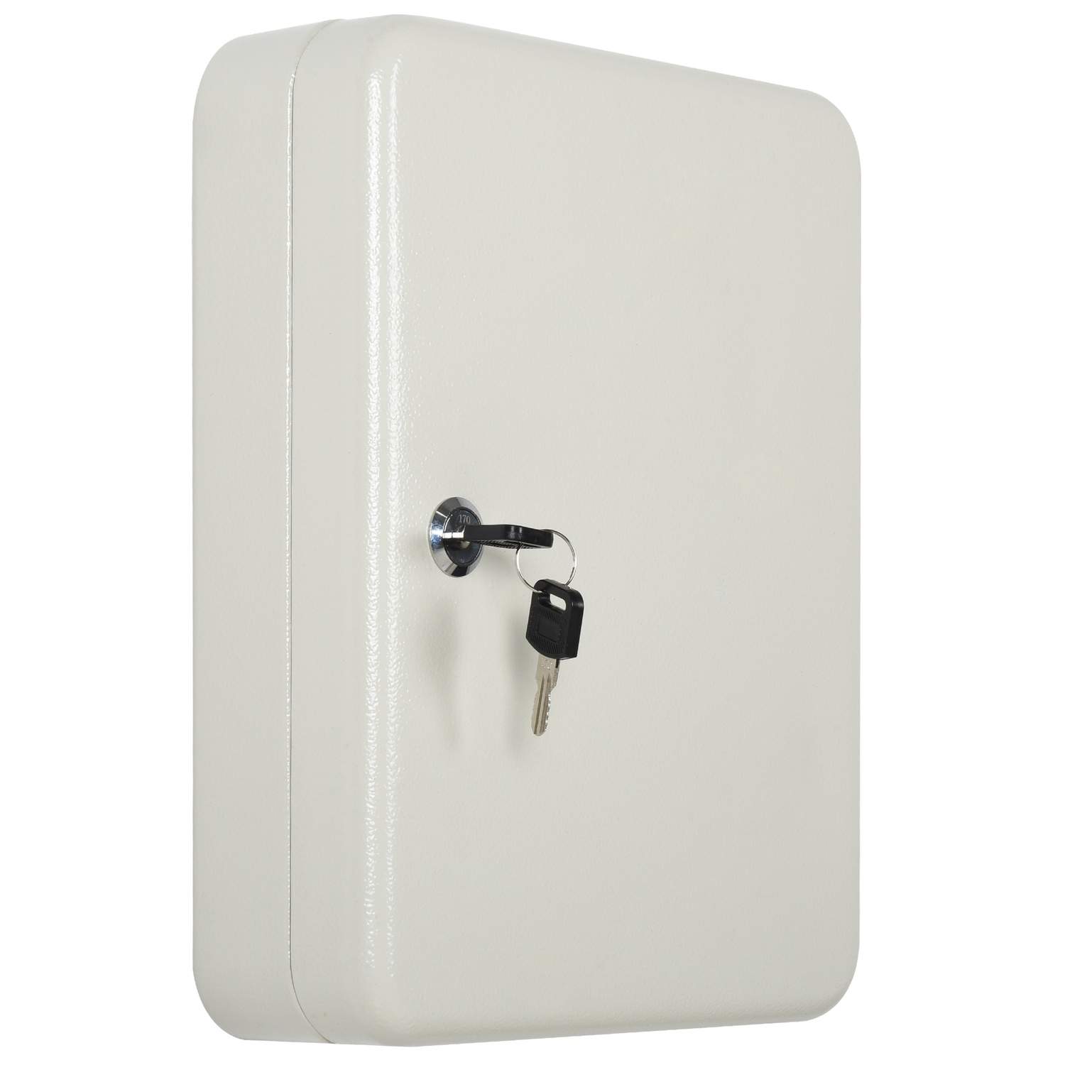 Låsbar nøgleboks i stål med 93 kroge