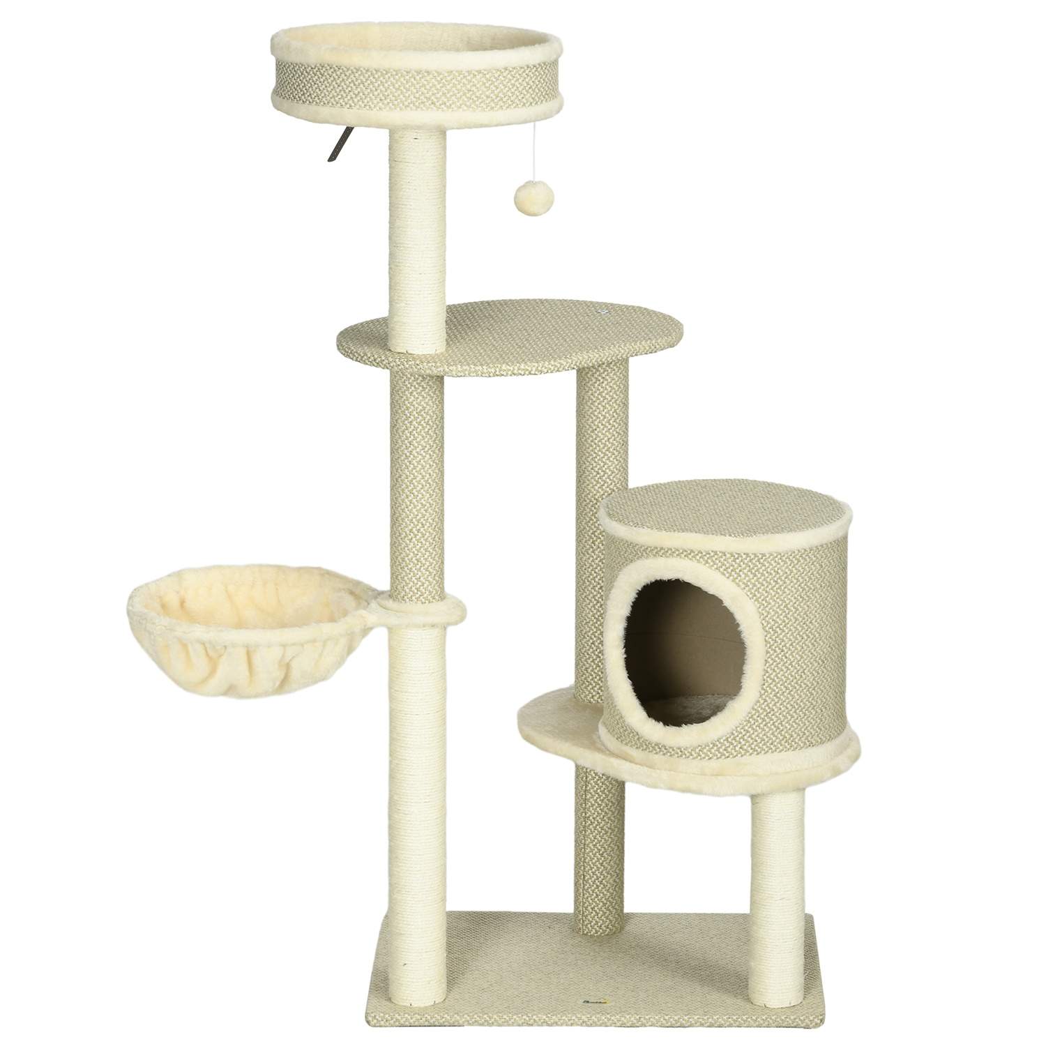 Kattekradsestolpe 124cm med kurv & klatretårn