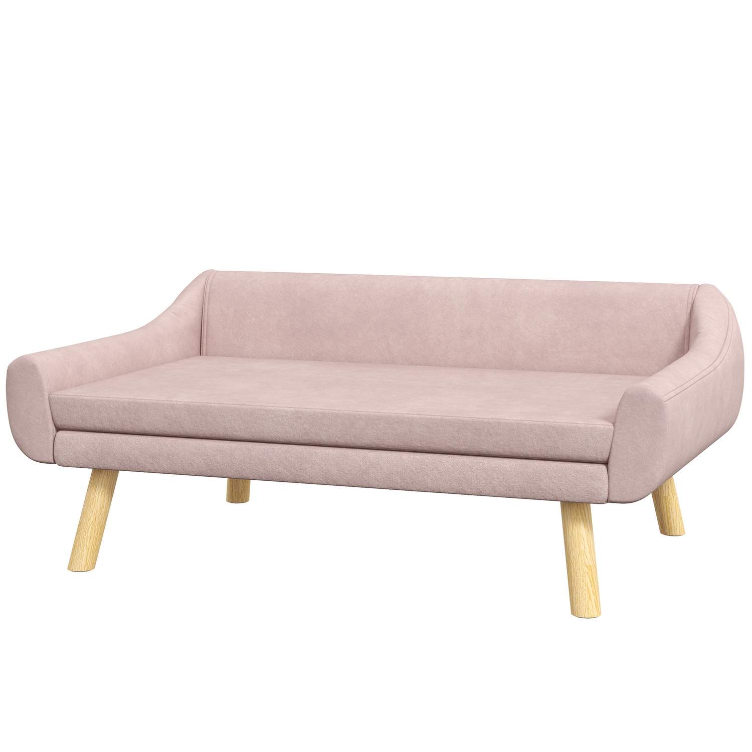 Elegant pink hundesofa i fløjl med ryglæn