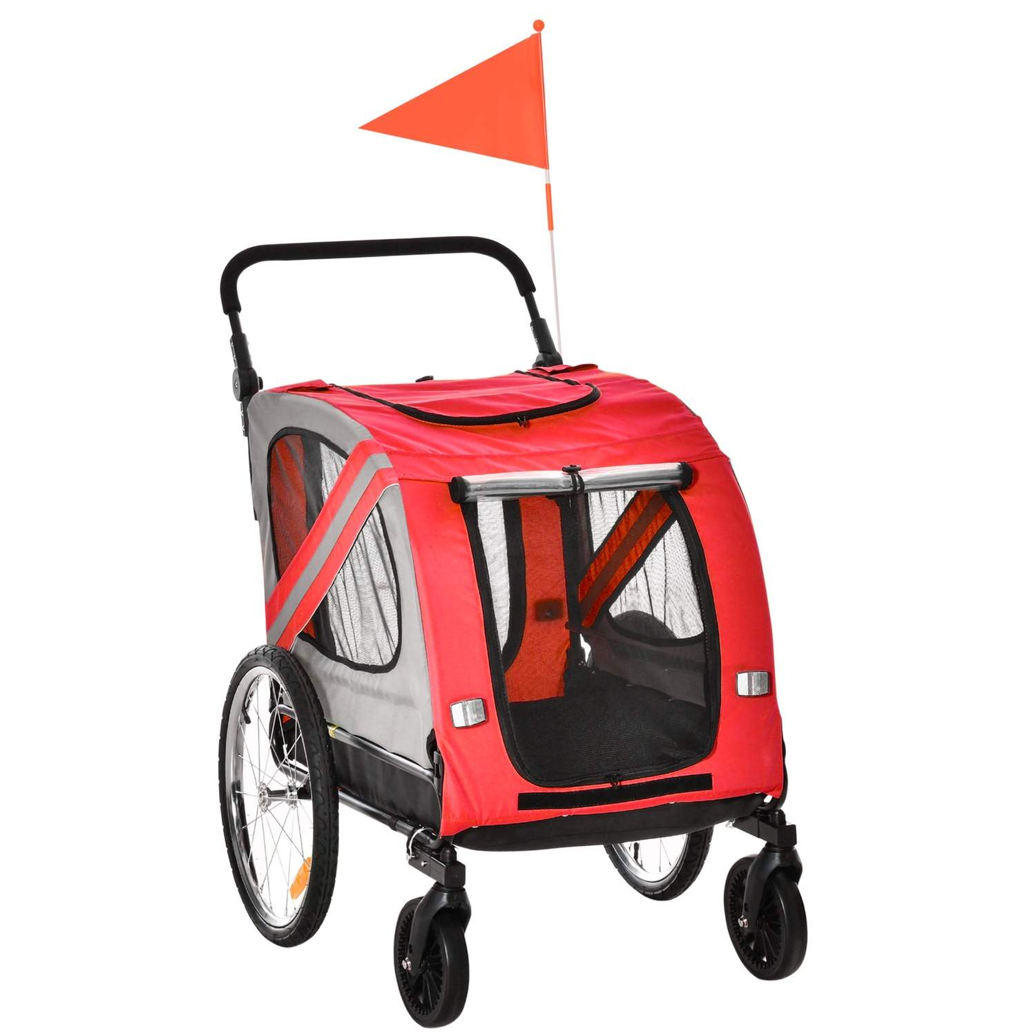 2-i-1 hundeklapvogn & cykelklapvogn med reflekser 20 kg