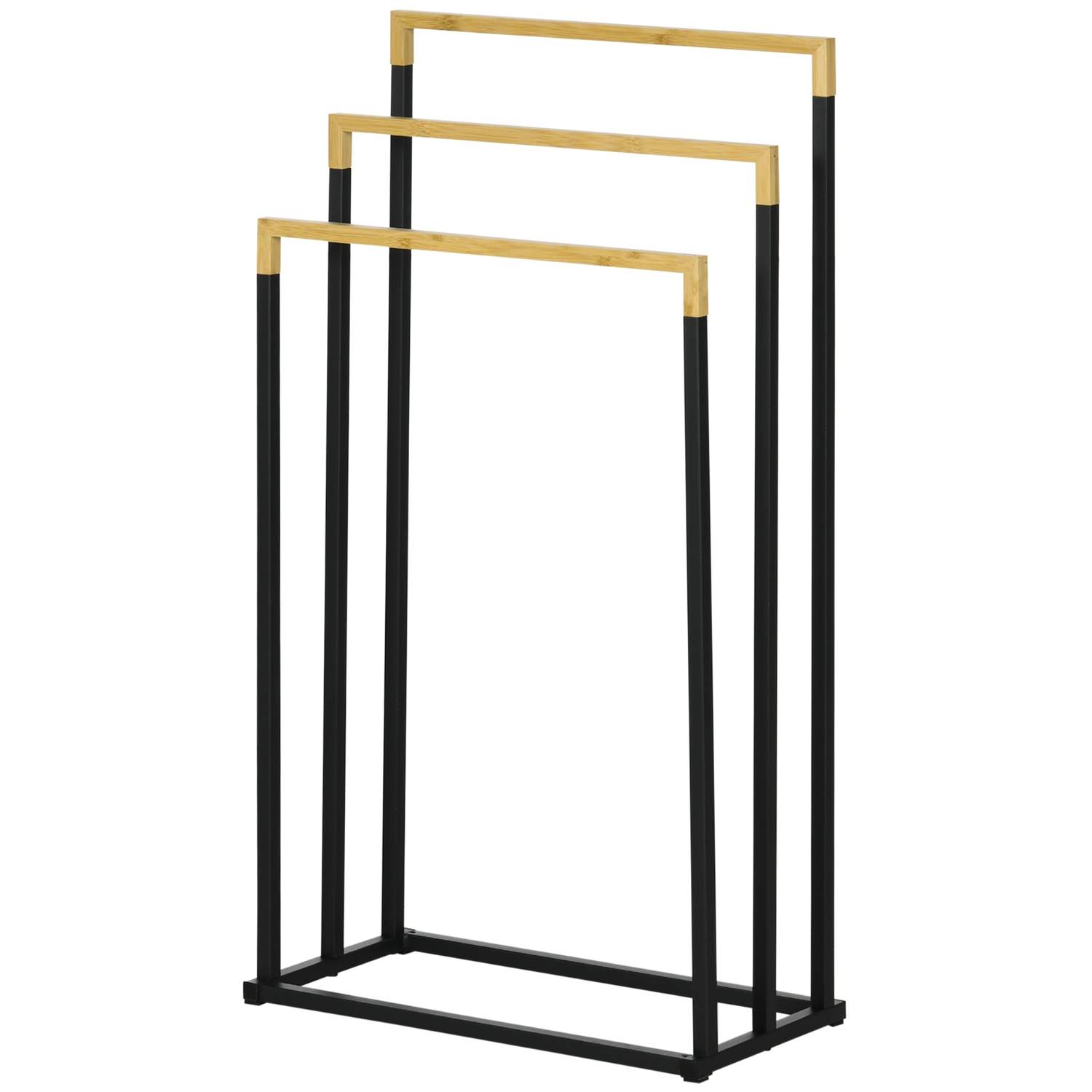 Håndklædeholder Black Steel & Bamboo 3 barer