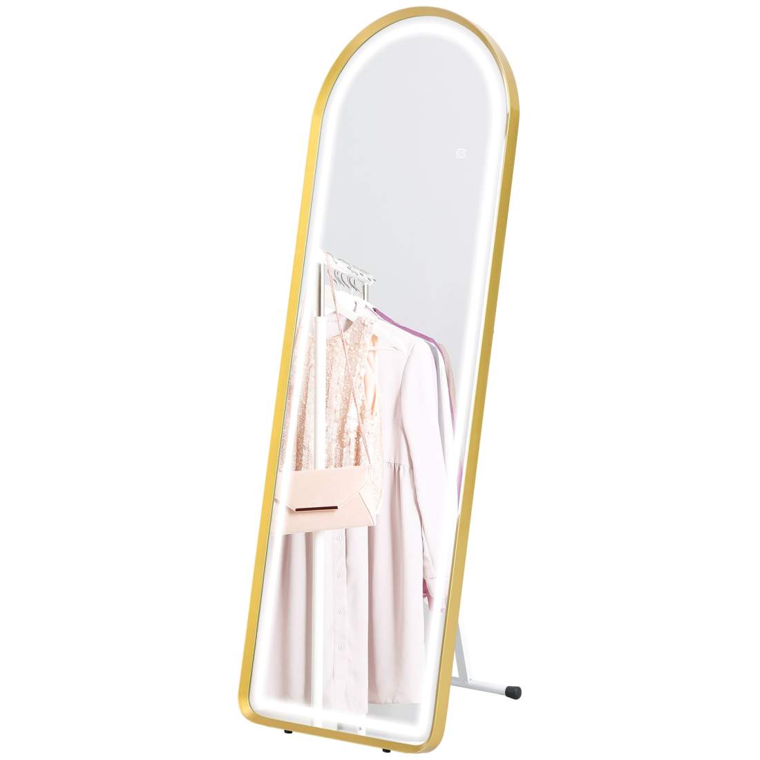 Dimbar Garderobsspegel med LED-ljus, Guld | Hem & Hobby | Pryloteket