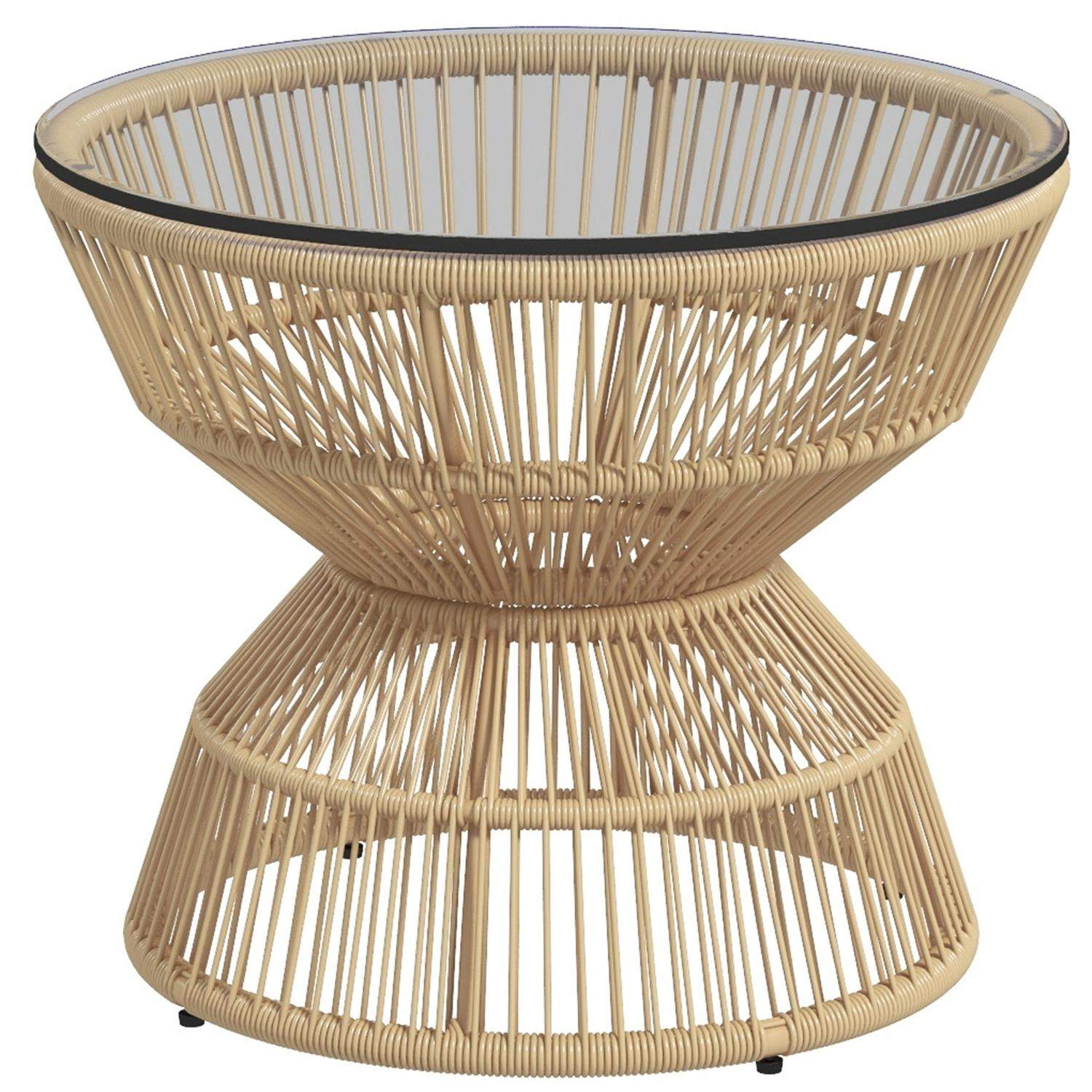 Rattan Sidebord Ø60 cm, Boho Havebord