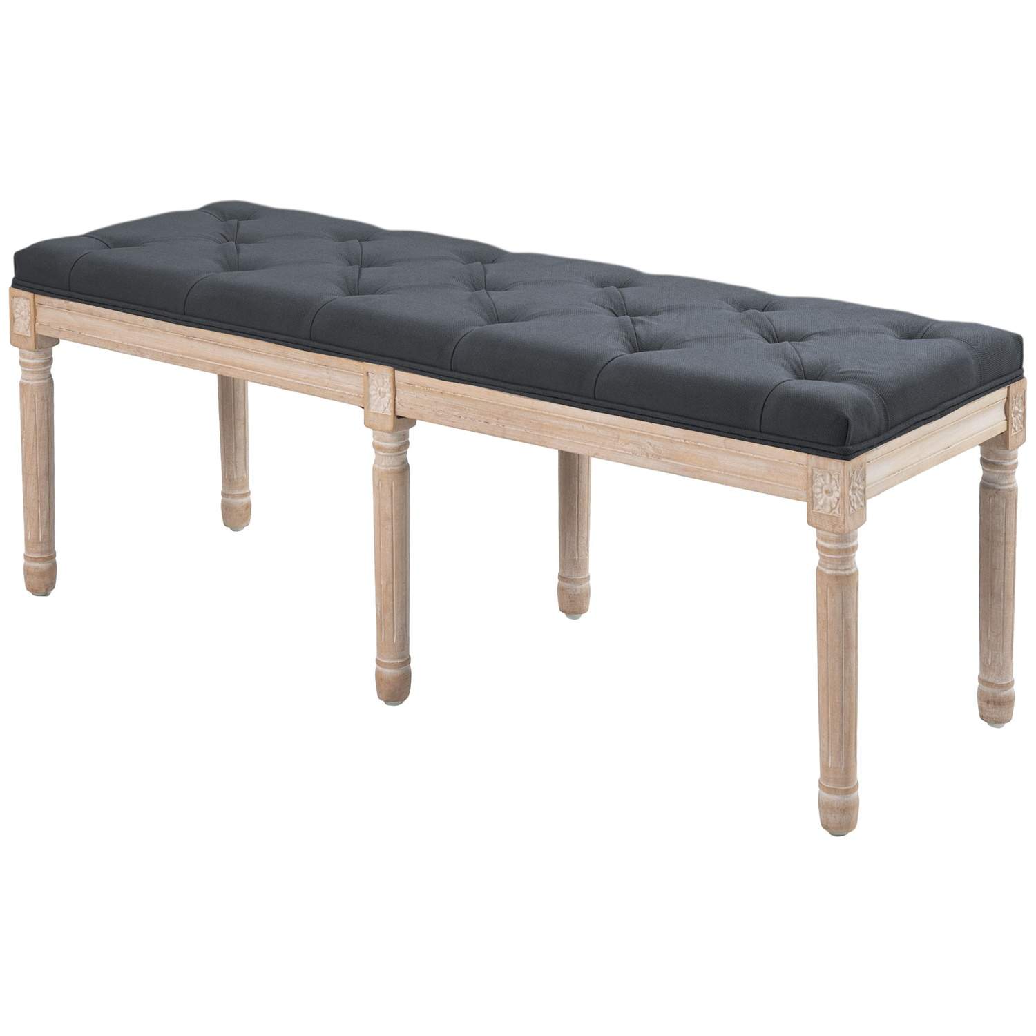 Mørkegrå vintage sengebord med knapper, hørlook