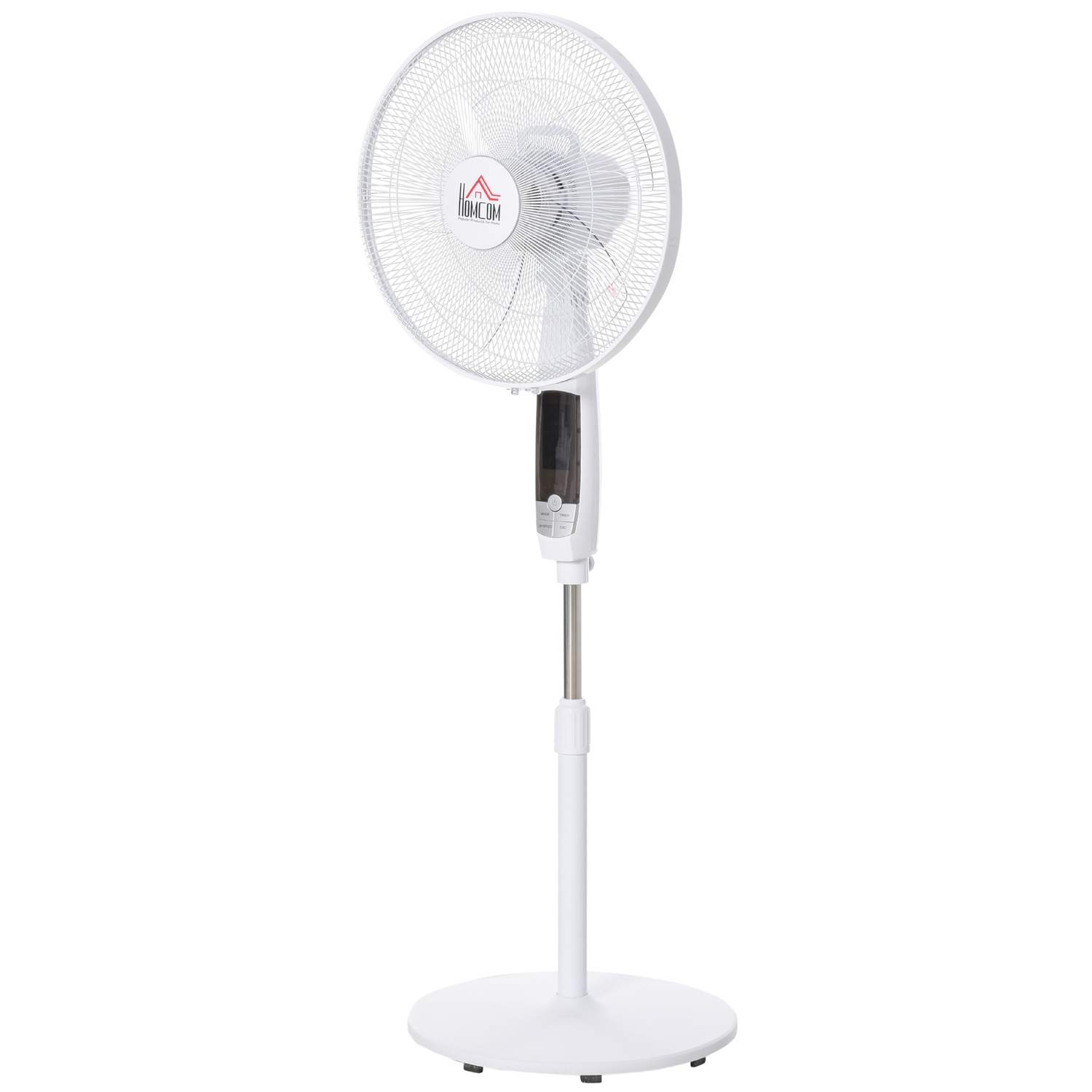 Hvid piedestal blæser 138cm med timer & fjernbetjening
