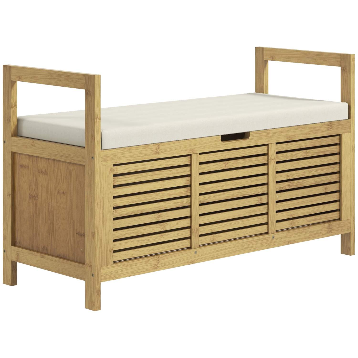 Bambus skobænk med foldelåg 100x40x60 Cm