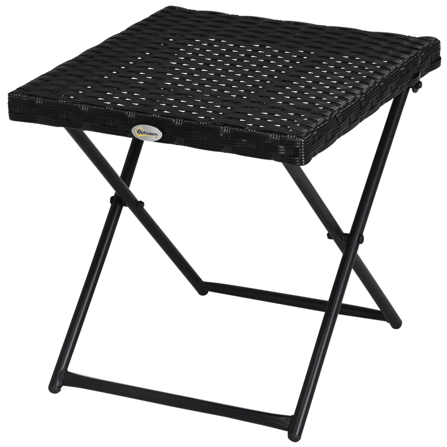 Sammenklappeligt sidebord i sort polyrattan til haven