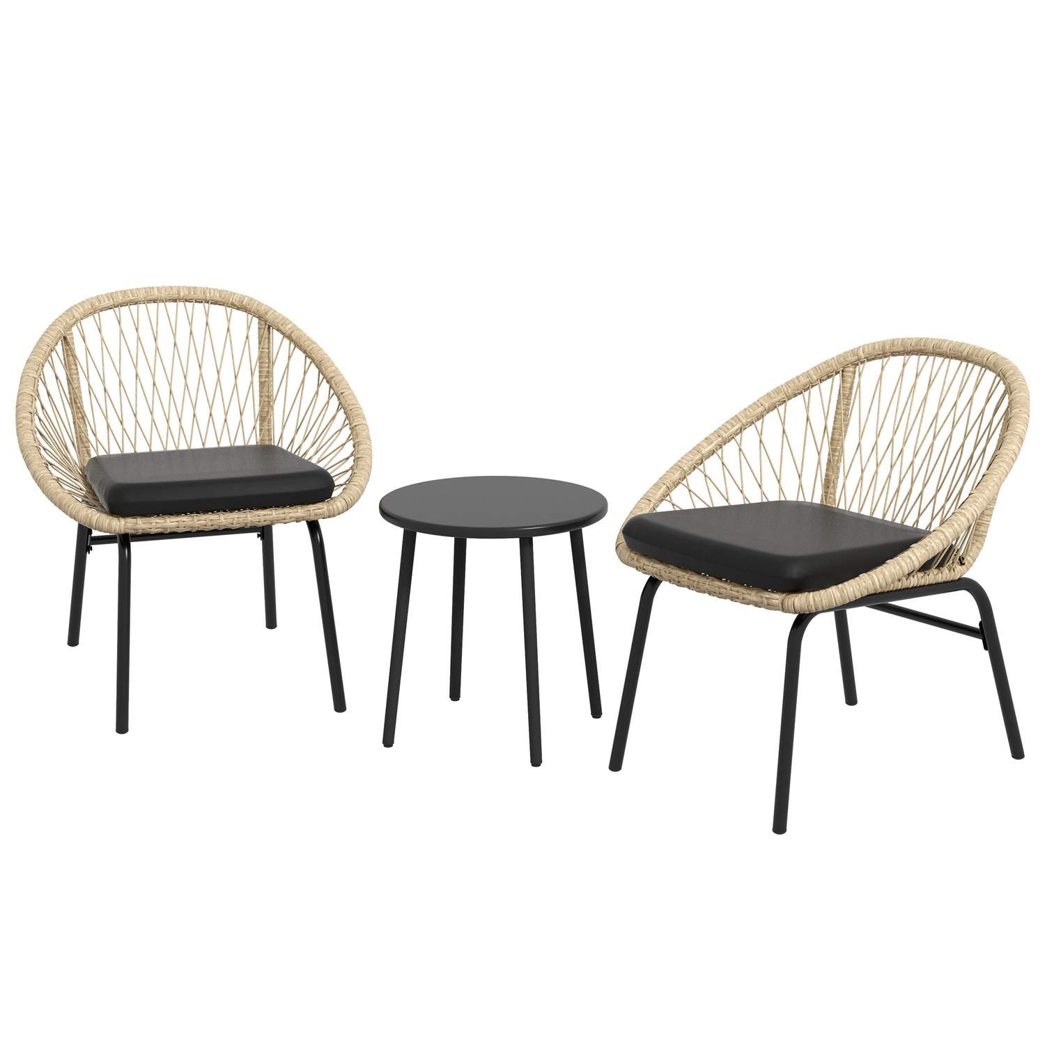 Gult rattan havemøbelsæt med hynder