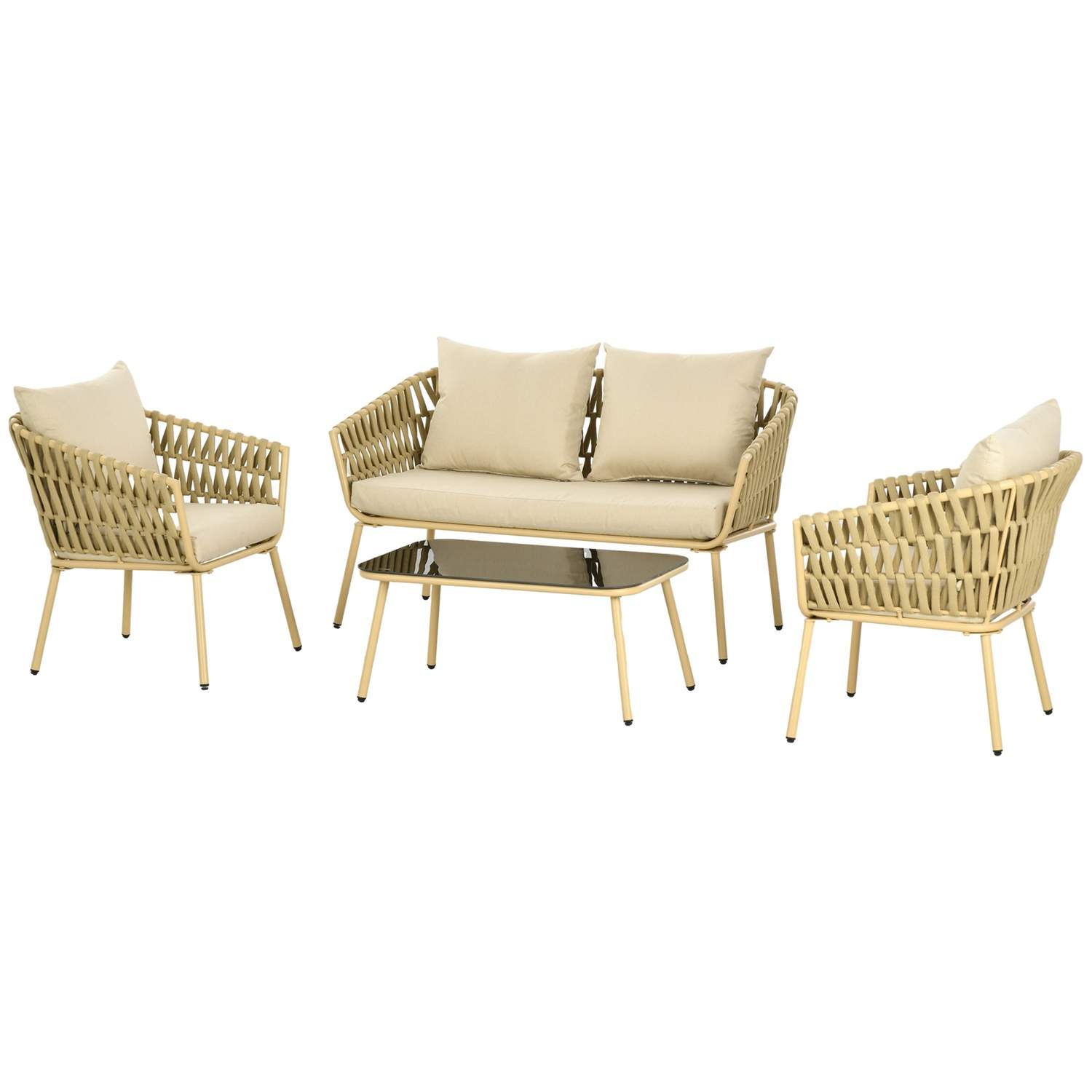 Rattan Havemøbelsæt 4-delt Khaki