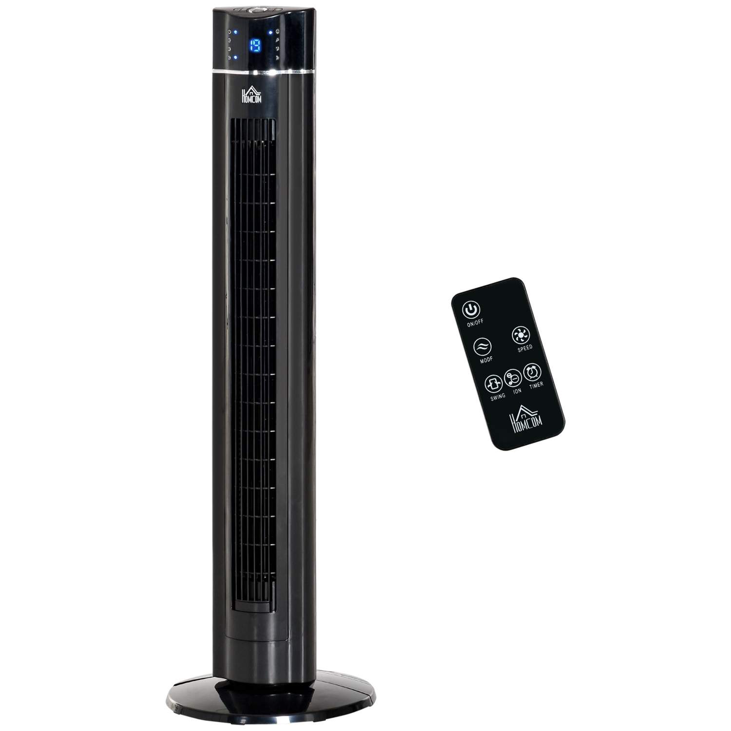 Tårnventilator med fjernbetjening og ionisator, sort