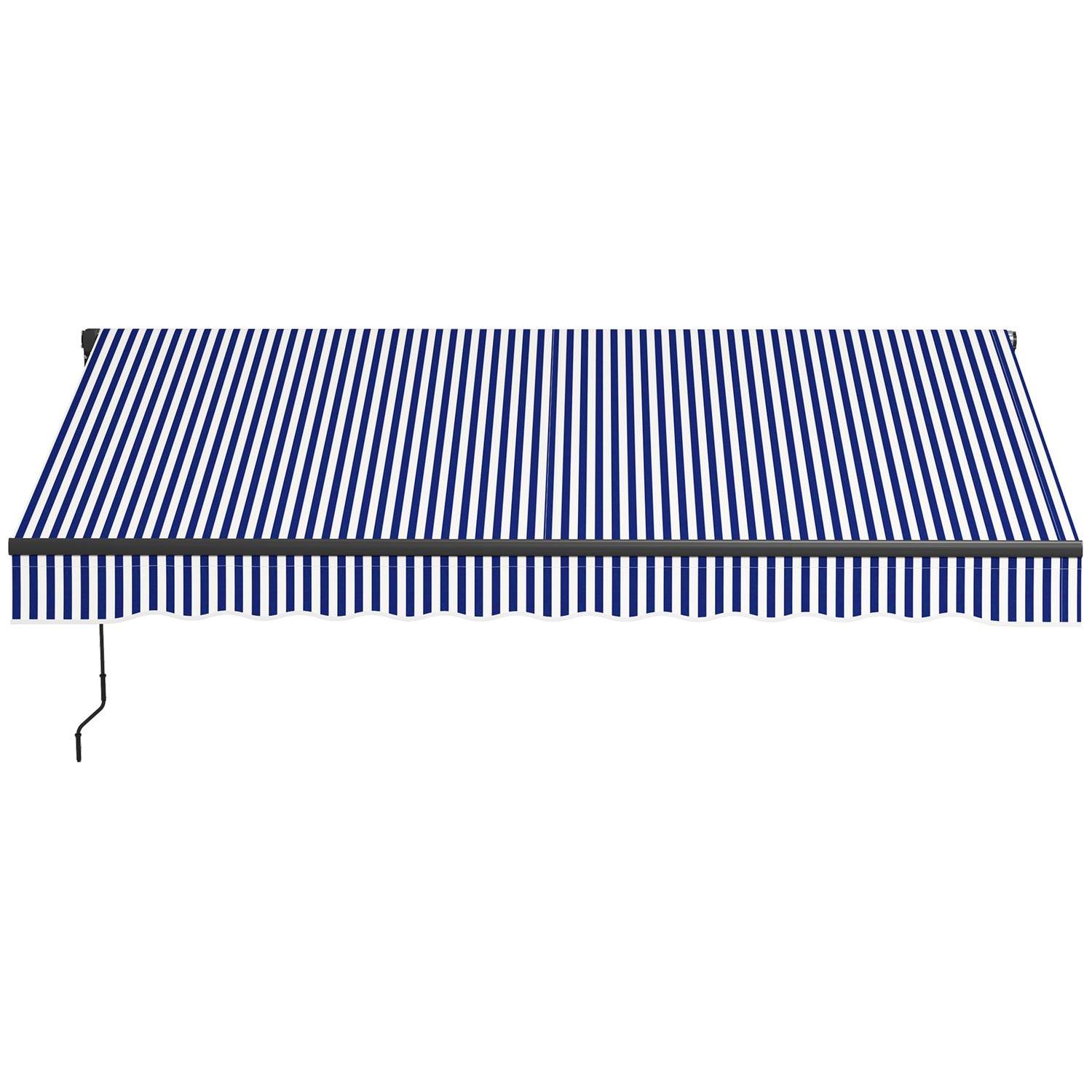 Blå/Hvid Altan Markise 3x2,5m med Håndsving solsejl