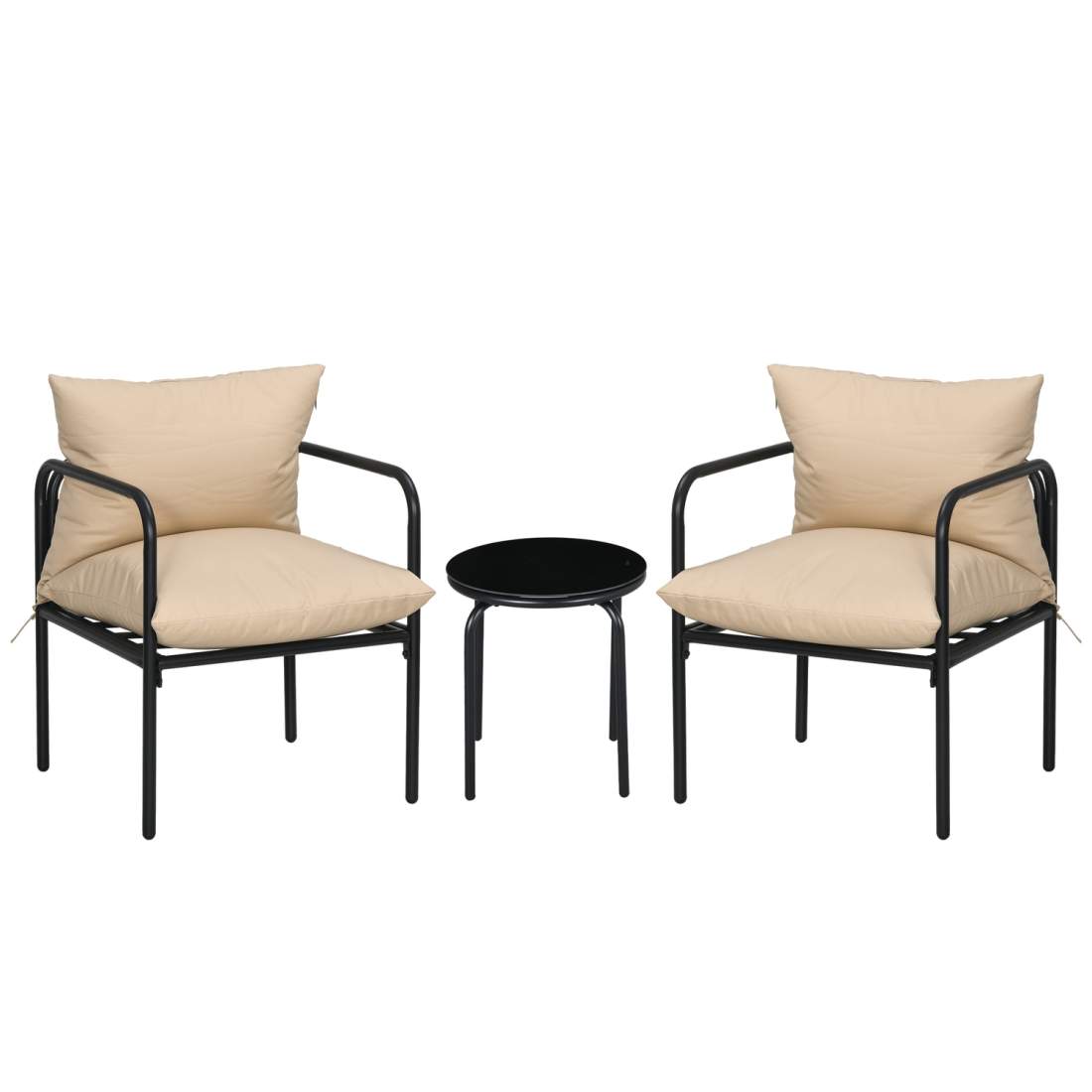 Balkongmöbelset i stål med dynor, beige | Hem & Hobby | Pryloteket