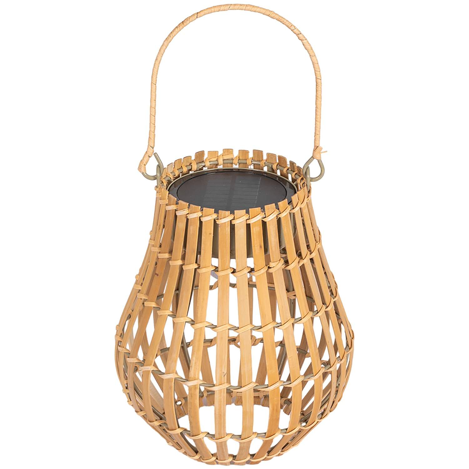 Genopladelig solcellelampe, 3 farver, bambusskærm