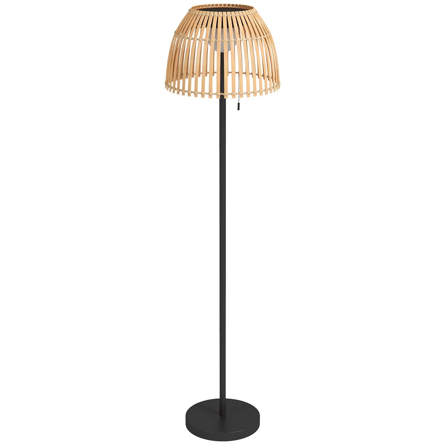Dæmpbar Solar Gulvlampe IP44, USB, Varm hvid bambus