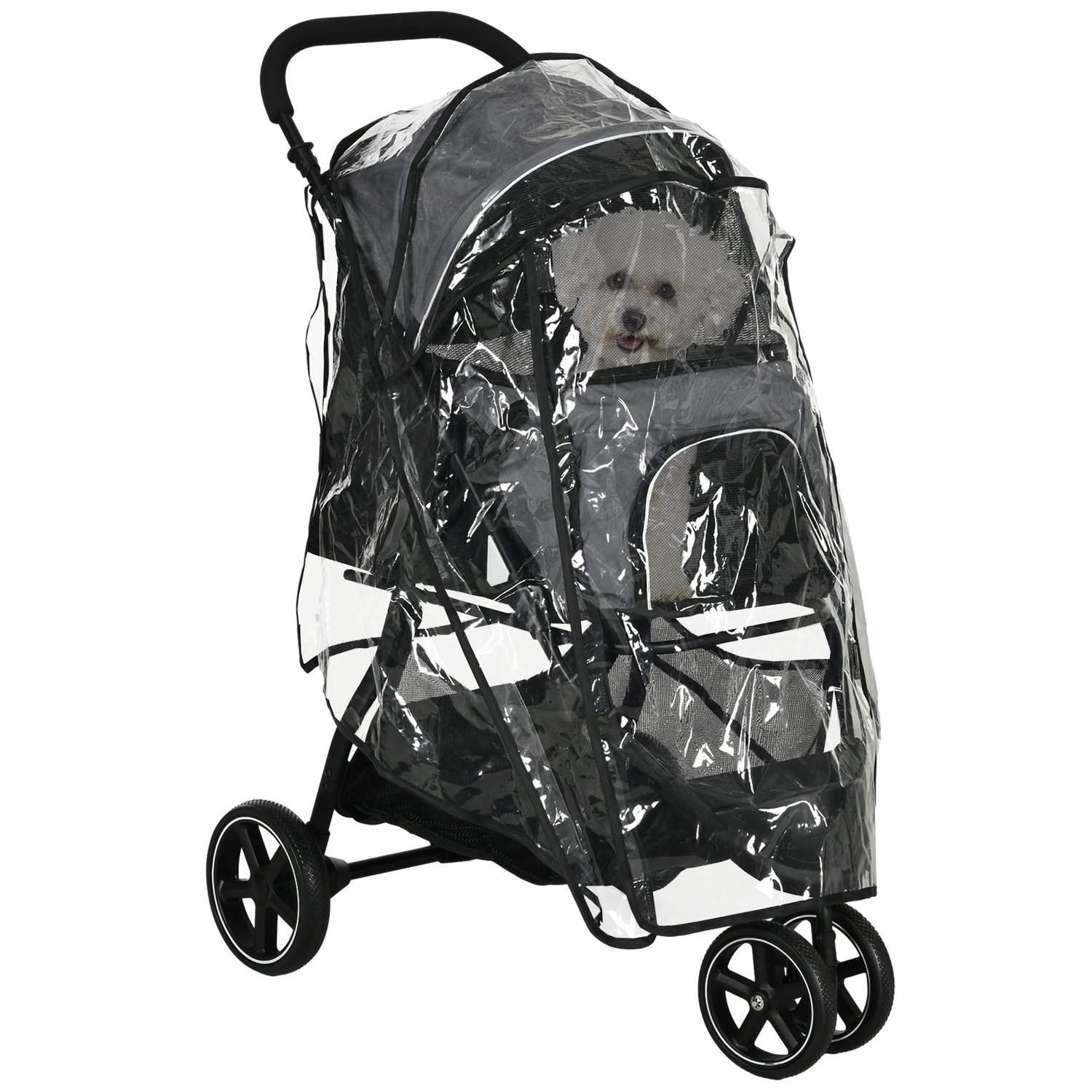 Sammenfoldelig Pet Buggy med regnslag og opbevaringskurv