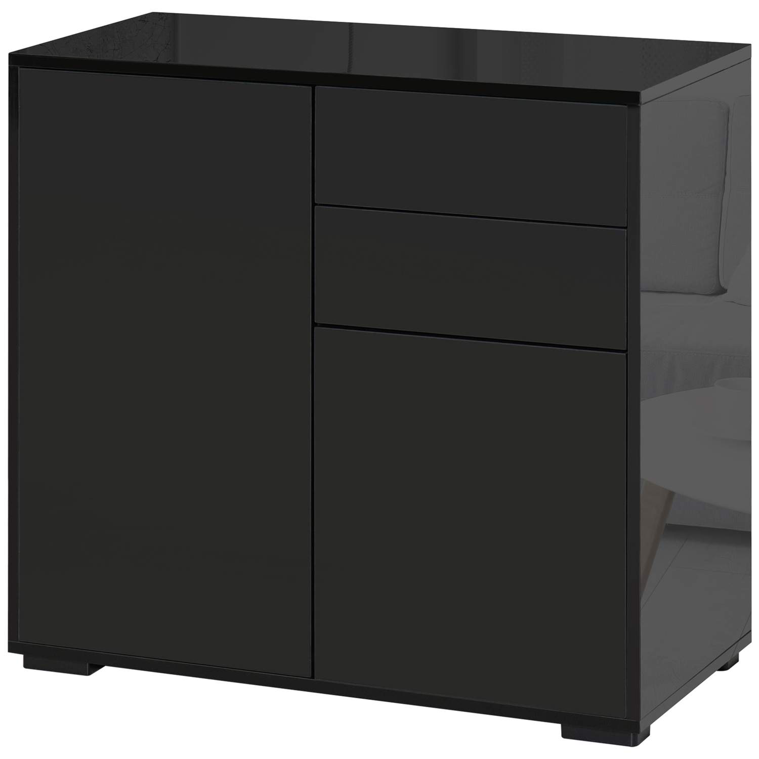 Svart Sideboard med Lådor & Dörrar 117x36x74cm | Hem & Hobby | Pryloteket